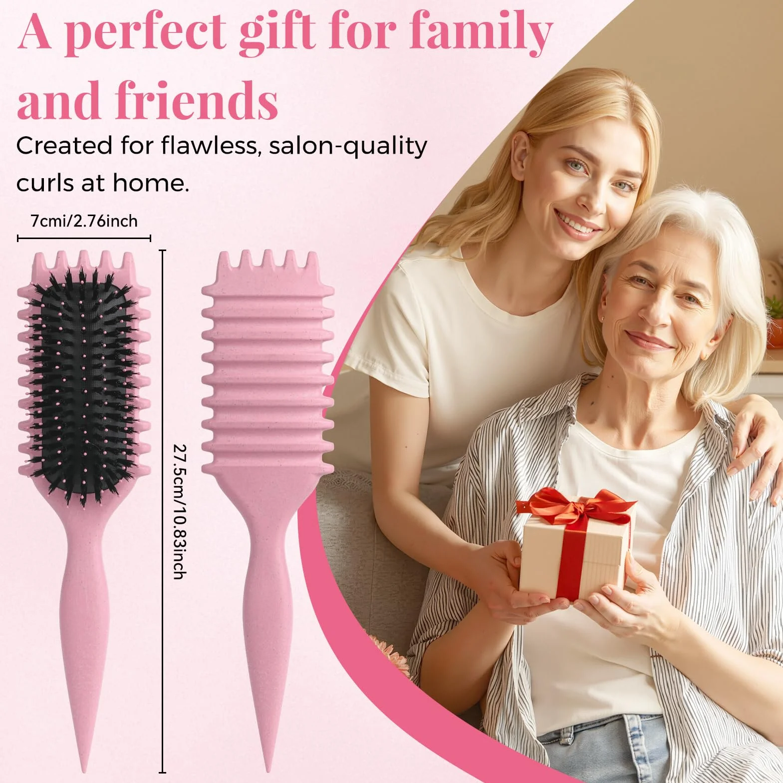 Brosse cheveux bouclés antistatique design aération cheveux secs humides volume Rose