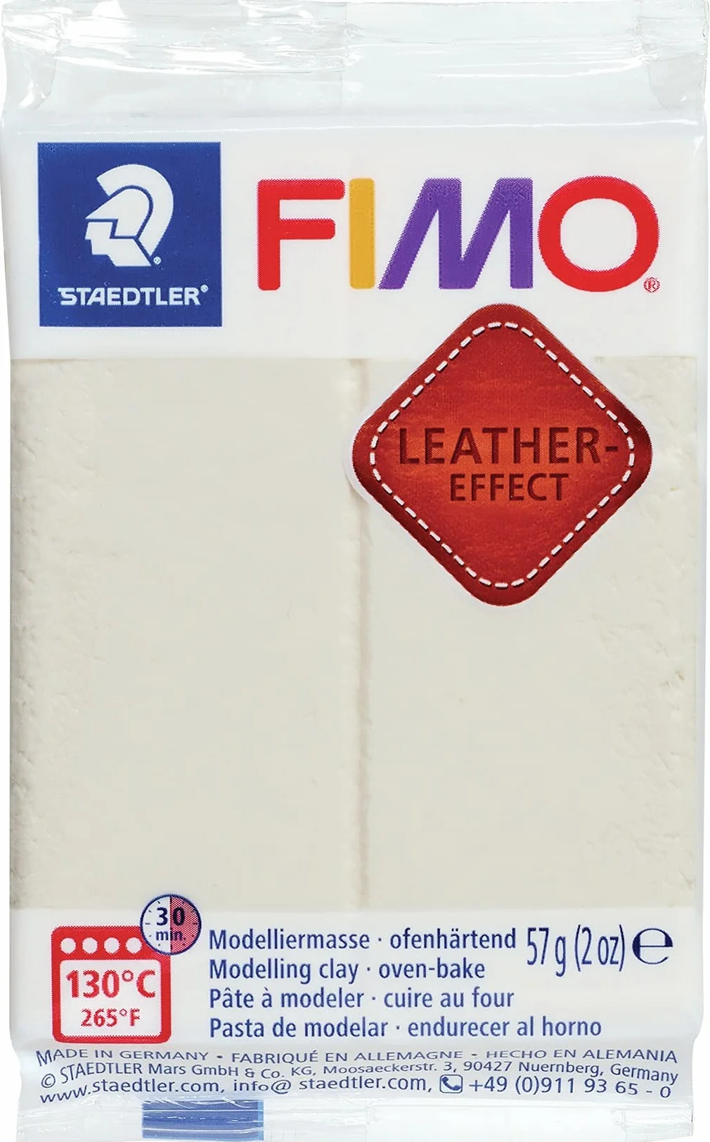 Fimo Leather Effect Polymer Clay 2oz Ivory