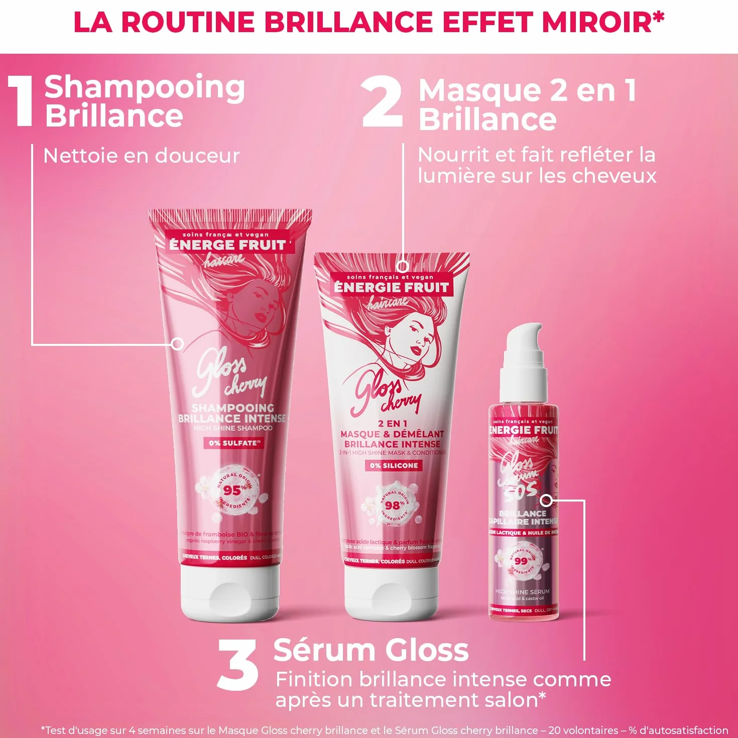 ENERGIE FRUIT Gloss Cherry Masque 2 en 1 Après-Shampoing Brillance Intense sans silicone 200 ml