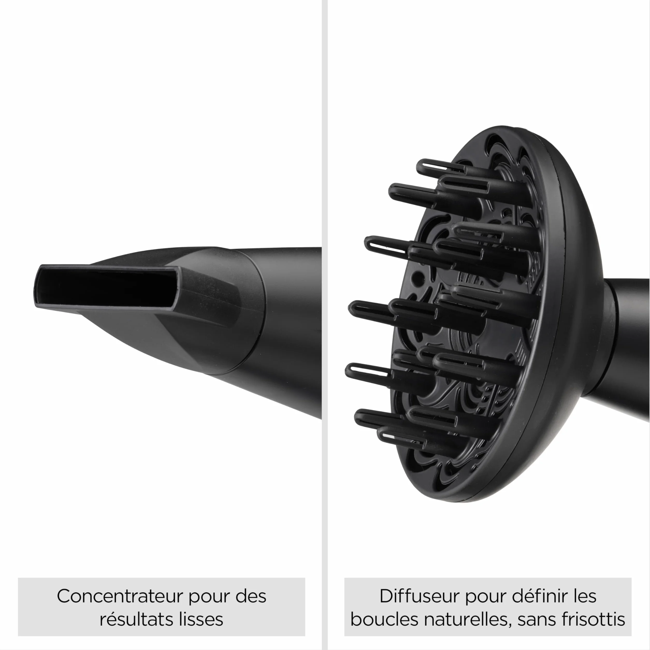 BaByliss Sèche-cheveux Turbo Smooth 2200W Diffuseur large Technologie ionique anti-frisottis 3 réglages température 2 vitesses Noir D572DE