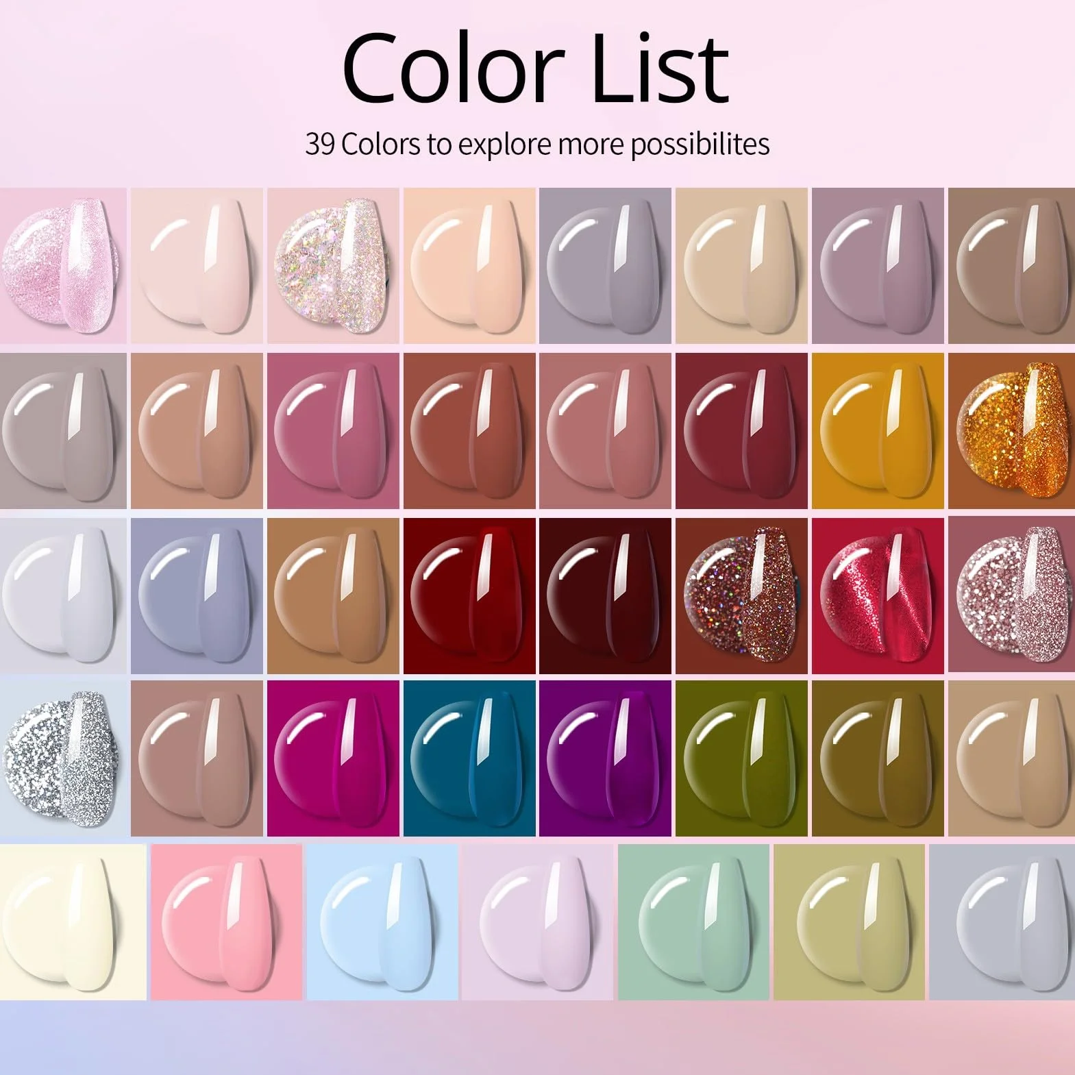 UR SUGAR Kit Vernis Semi Permanent 39 Couleurs avec Lampe UV LED 48W Base et Top Coat