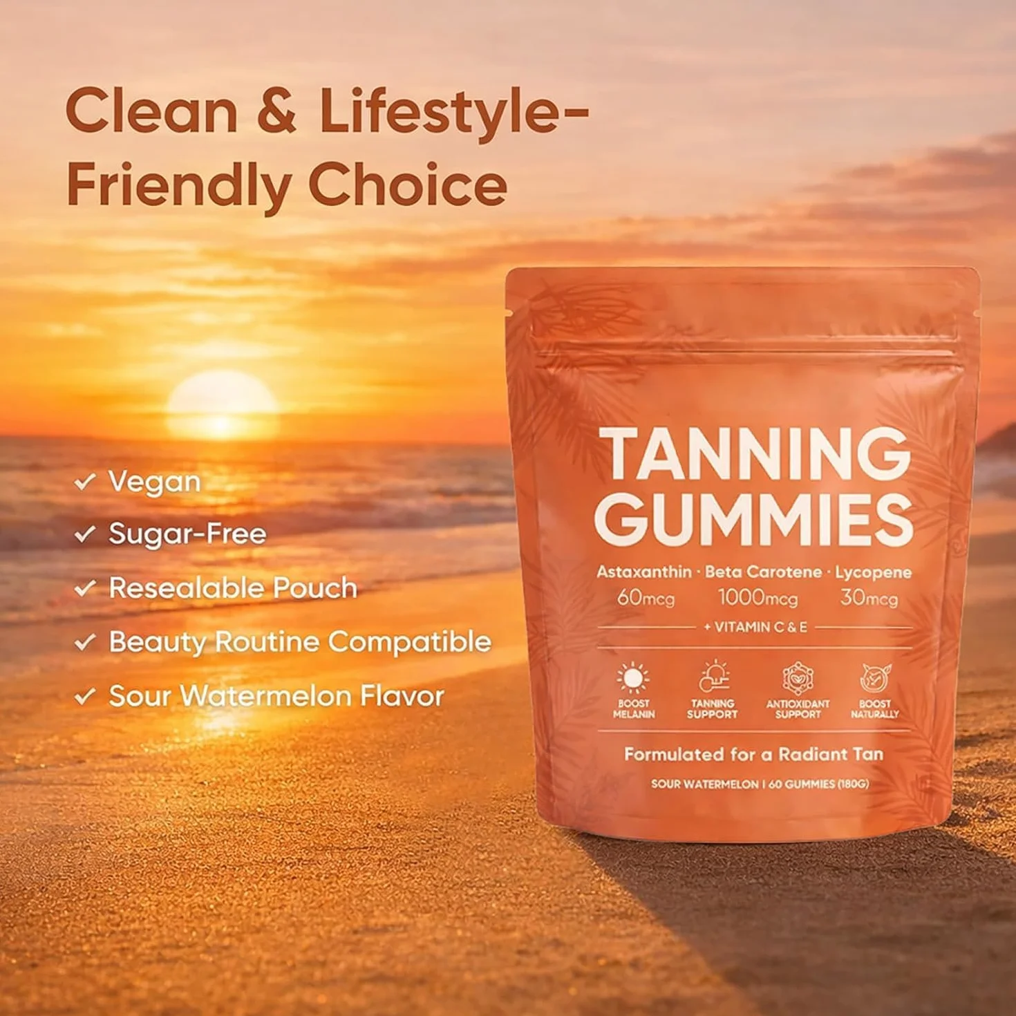 Gommes de bronzage peau bêta-C-arotène L-ycopène Sublime éclat naturel prolonge accélère résultats bronzage 3 Pcs