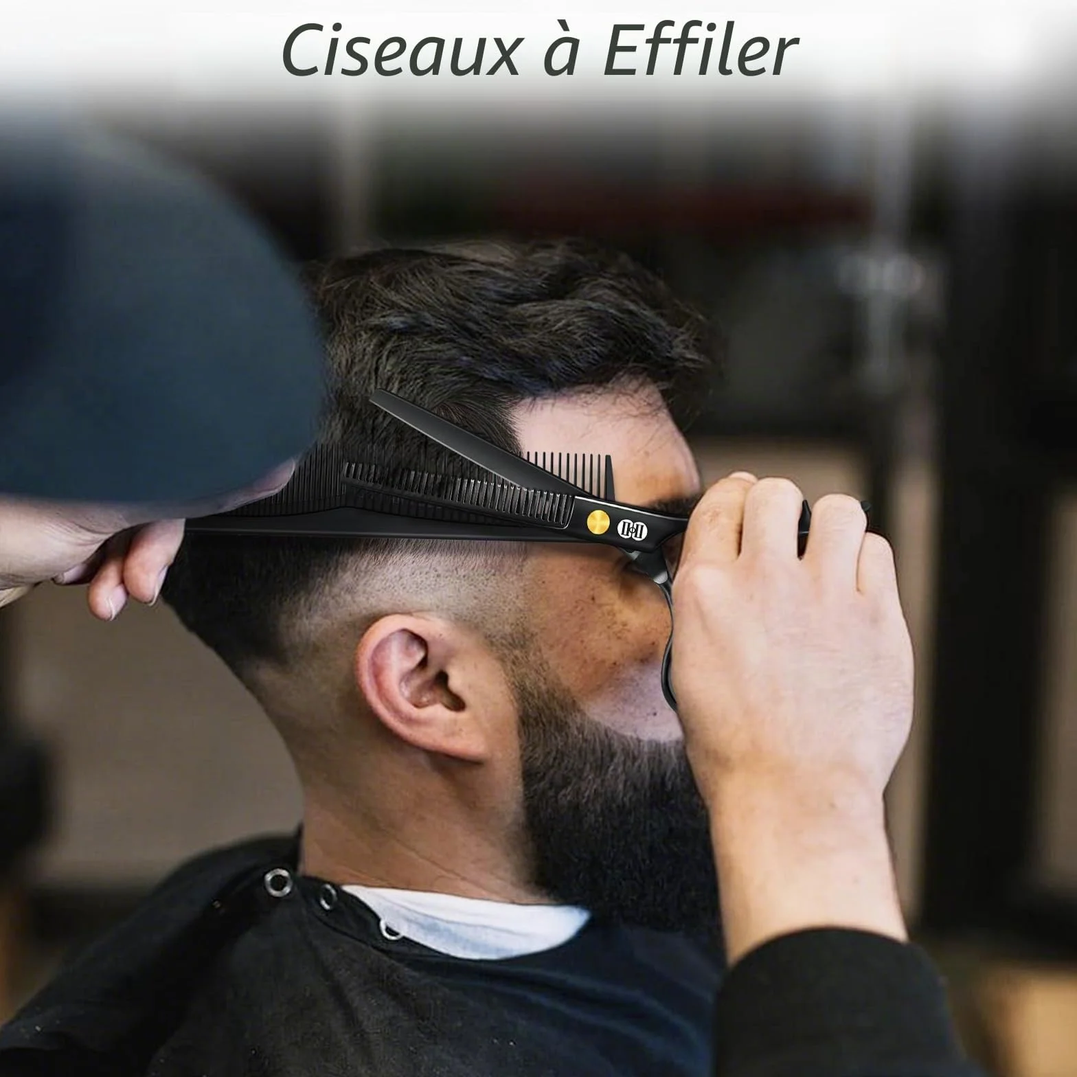 CIICII Ciseaux Coiffure Professionnel 6,7 Pouces Ciseau Cheveux & Ciseaux Desepaississant Cheveux pour Hommes Femmes Salon Noir