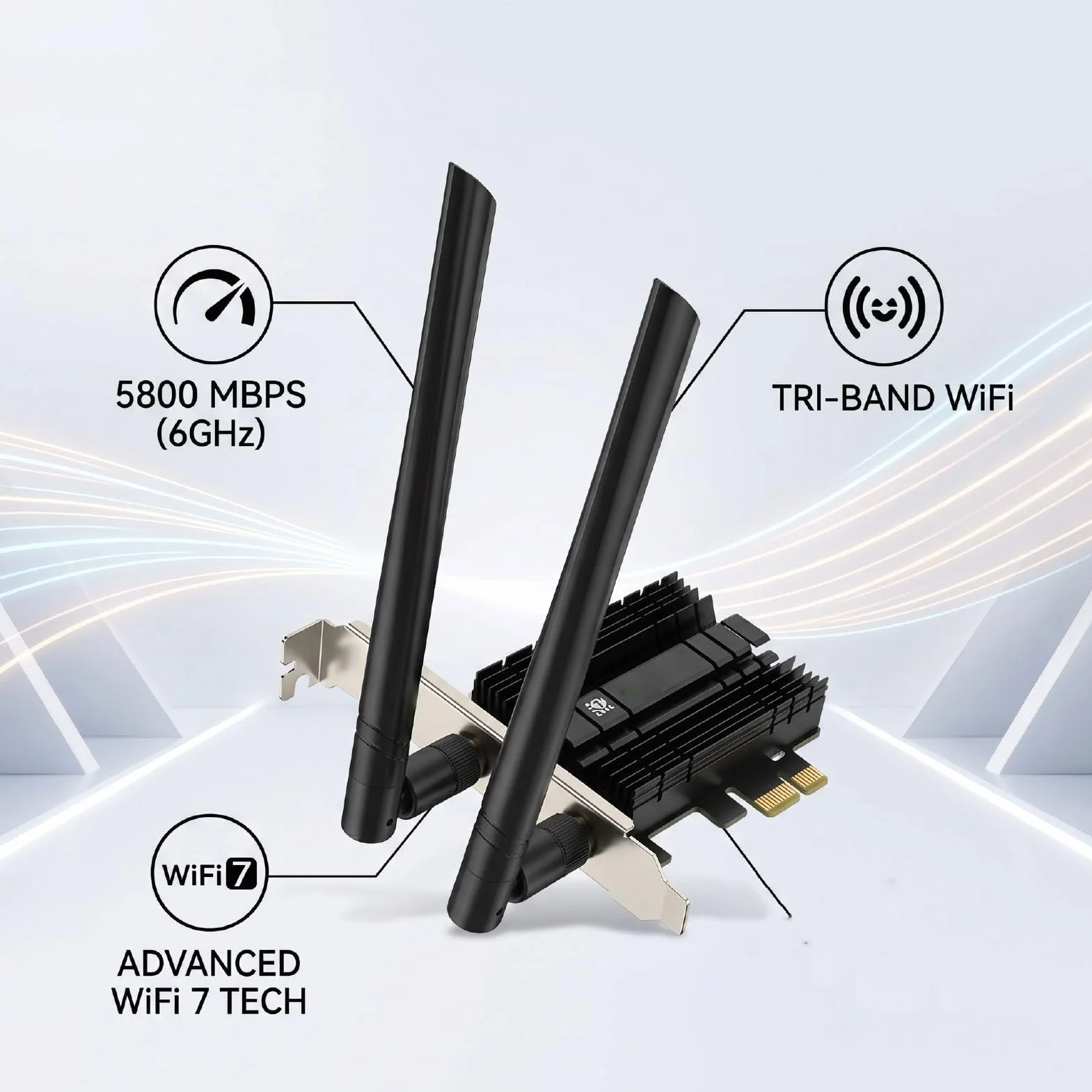 Zunate Carte WiFi WiFi 7 PCIe pour NGW, 5800Mbps M.2 NGFF 6G/5G/2.4G