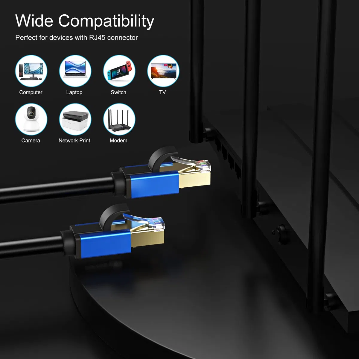 Câble Ethernet Cat7 61 m Câble d'extérieur triple blindage SSTP 10 Gbit/s 600 MHz pour modem routeur LAN RJ45, résistant aux UV, à l'eau, à enfouir direct, gaine en polyéthylène