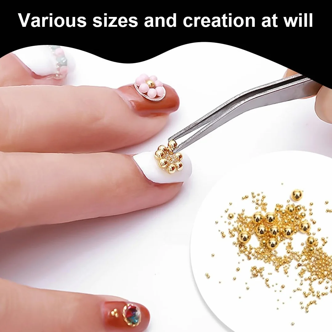 Perles caviar pour ongles or et argent 3D nail art strass