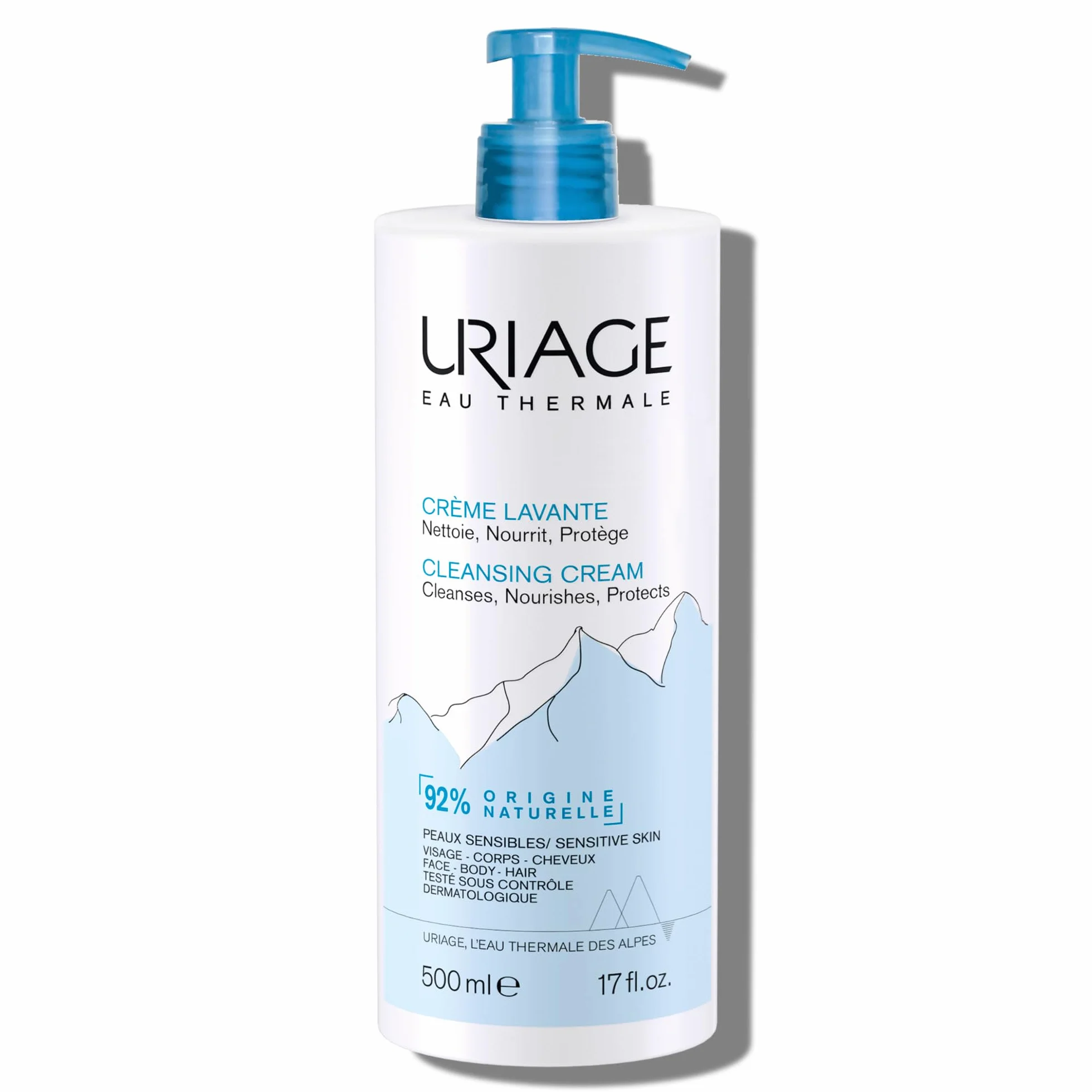 Uriage Crème Lavante Hydratante au Beurre de Karité Gel Douche 2-en-1 Visage Corps Cheveux Sans Savon pH Physiologique