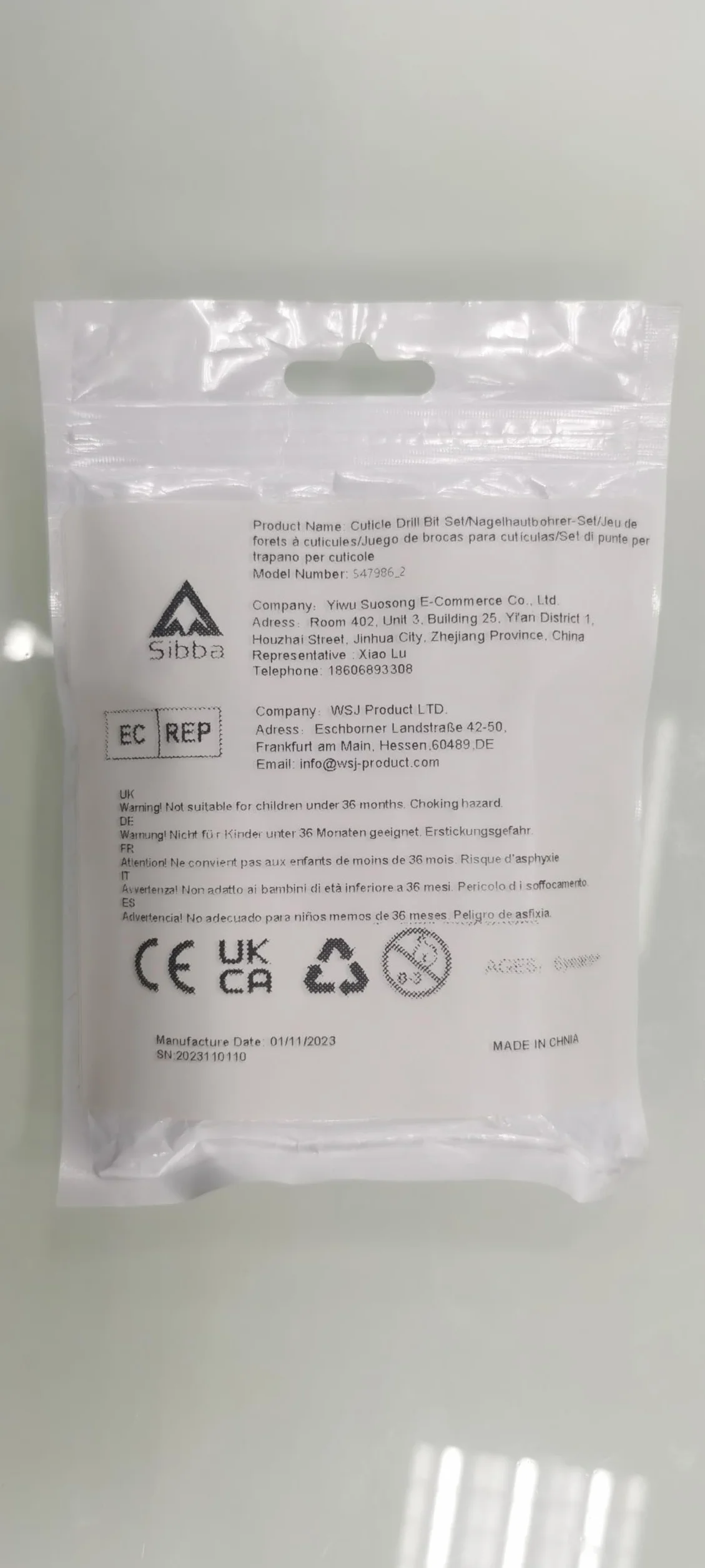 Sibba Lot de 6 Forets À Cuticules en Acier Inoxydable pour Manucure Pédicure Lime À Polir Outils Professionnels
