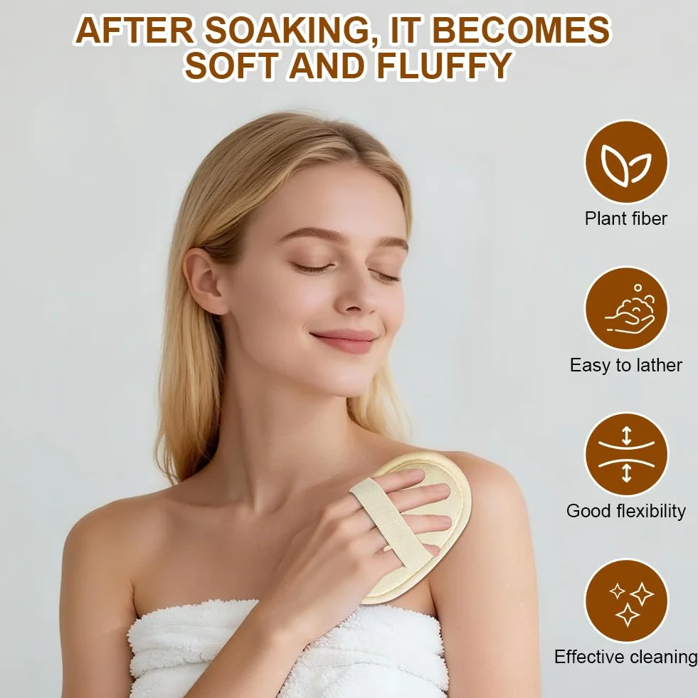 AOOWU Éponge Loofah Naturel 4PCS Luffa Back Scrubber pour Corps Bain