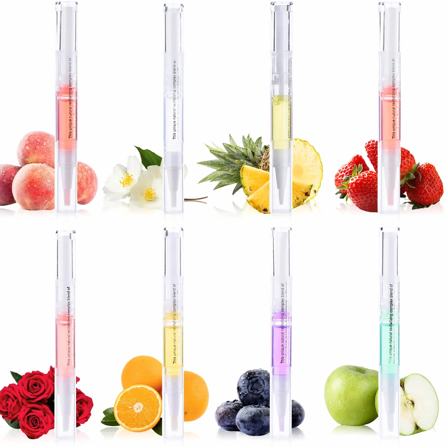 Huile Cuticules Ongles Stylo, 8 Pcs Mix Taste avec 8 Parfums, Soin Nutrition Ongles