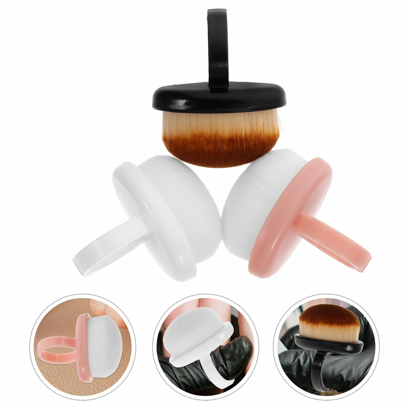 Brosse À Ongles Douce 3 Pièces Poils Souples Pinceaux Manucure Dépoussiérant Portable Nettoyage Soin