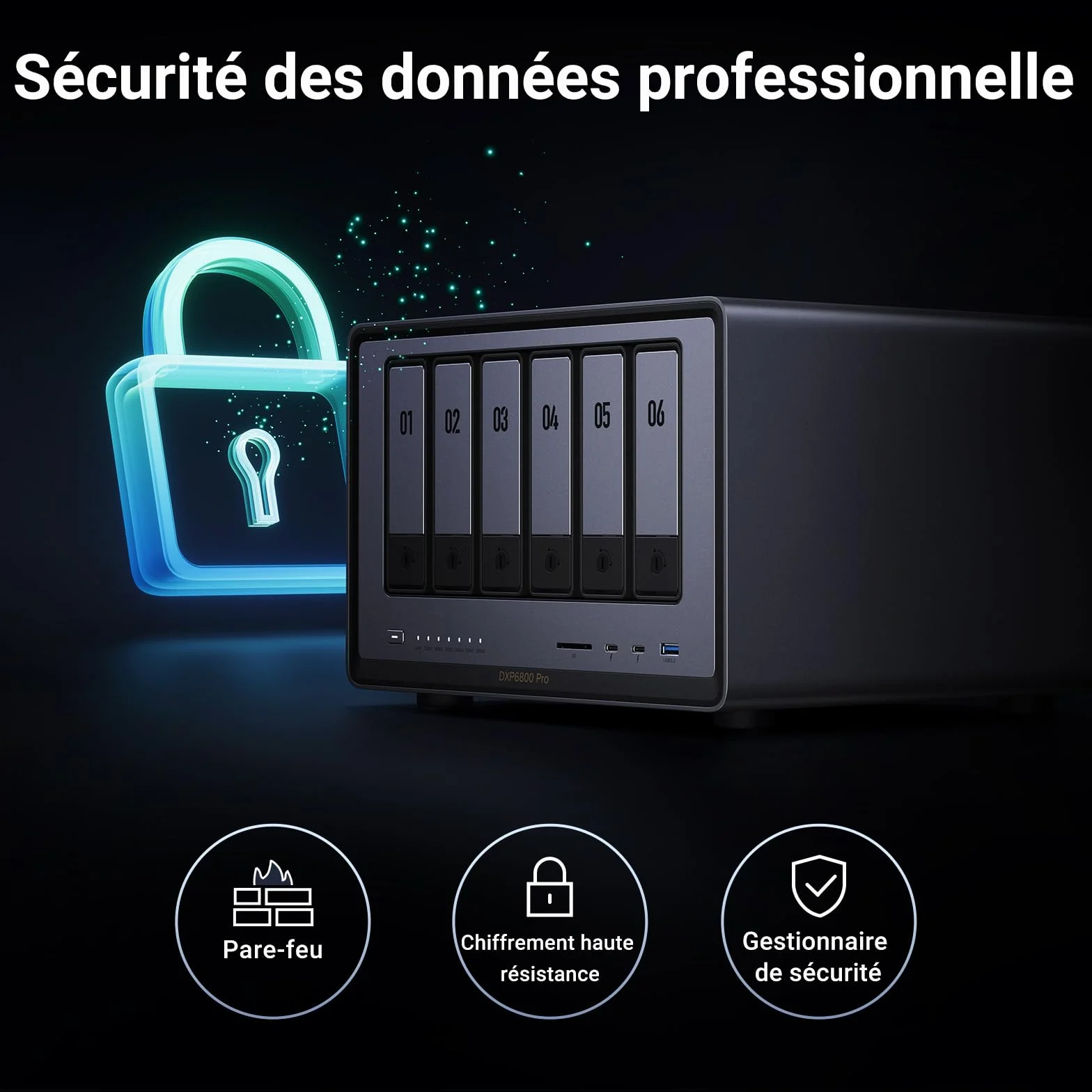 UGREEN NASync DXP6800 Pro NAS de Bureau 6 Baies Intel i5 1235u 10 cœurs 8 Go DDR5 SSD 128 Go 2 Ports 10 GbE M.2 NVMe HDMI 8K