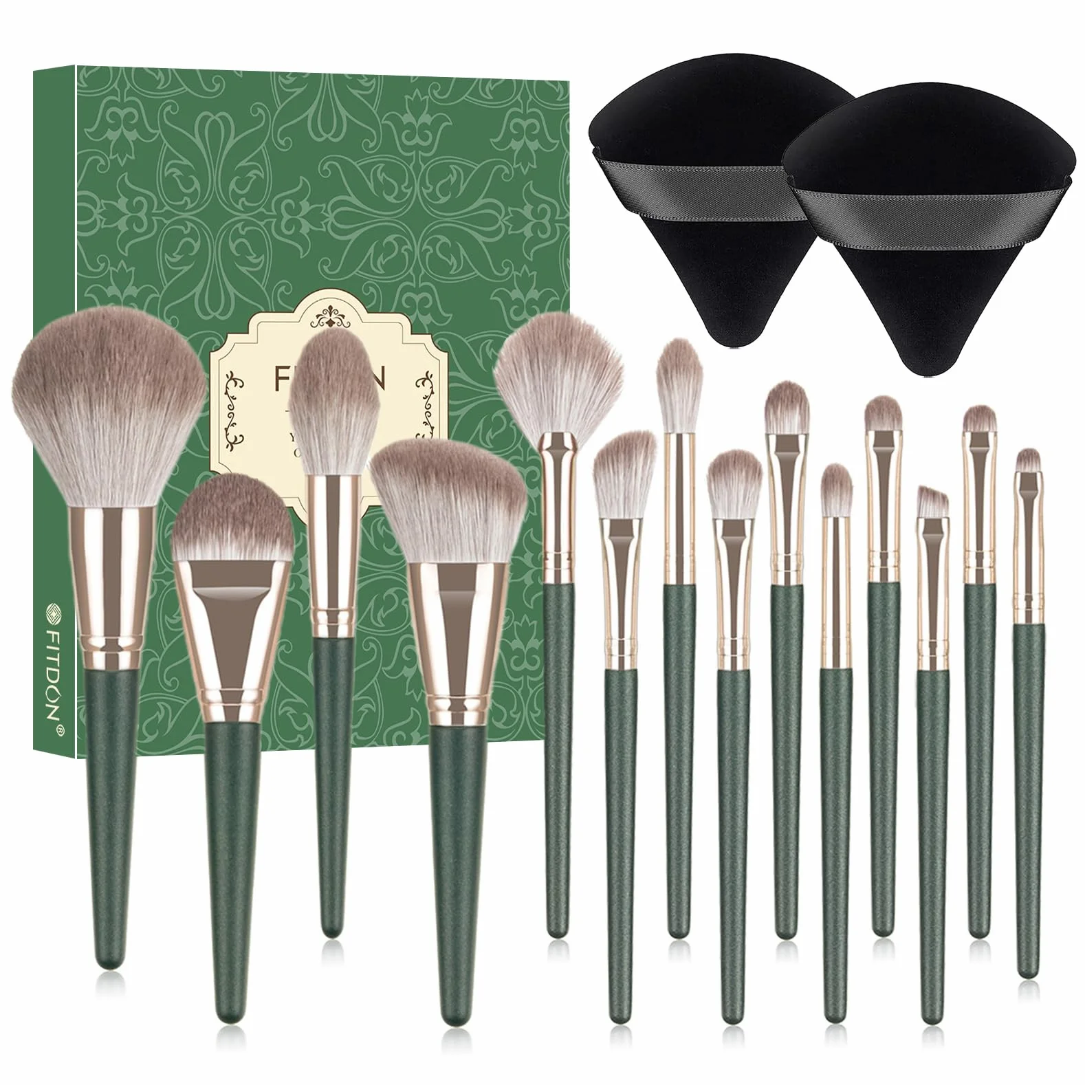 FITDON Pinceaux Maquillage 14 Pièces Pinceau Fond de Teint Blush Anti-cernes Fard à Paupières Poudre Houppettes