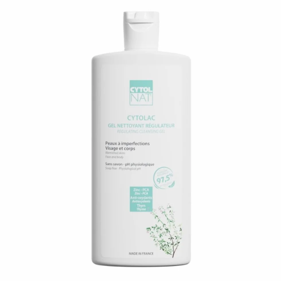 CYTOLNAT Cytolac Gel Nettoyant 250 ml - Nettoie en Douceur et Régule l’Excès de Sébum - Sans Savon - Peaux Sensibles, Mixtes à Grasses