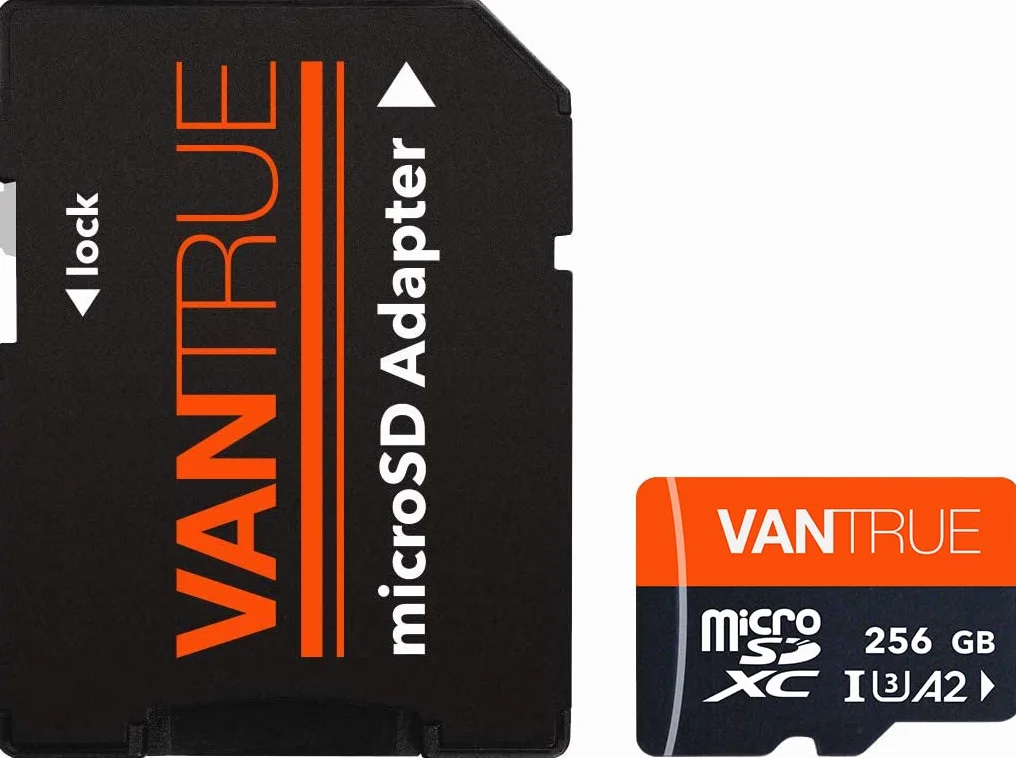 Vantrue Carte mémoire microSDXC UHS-I U3 4K 256Go avec Adaptateur