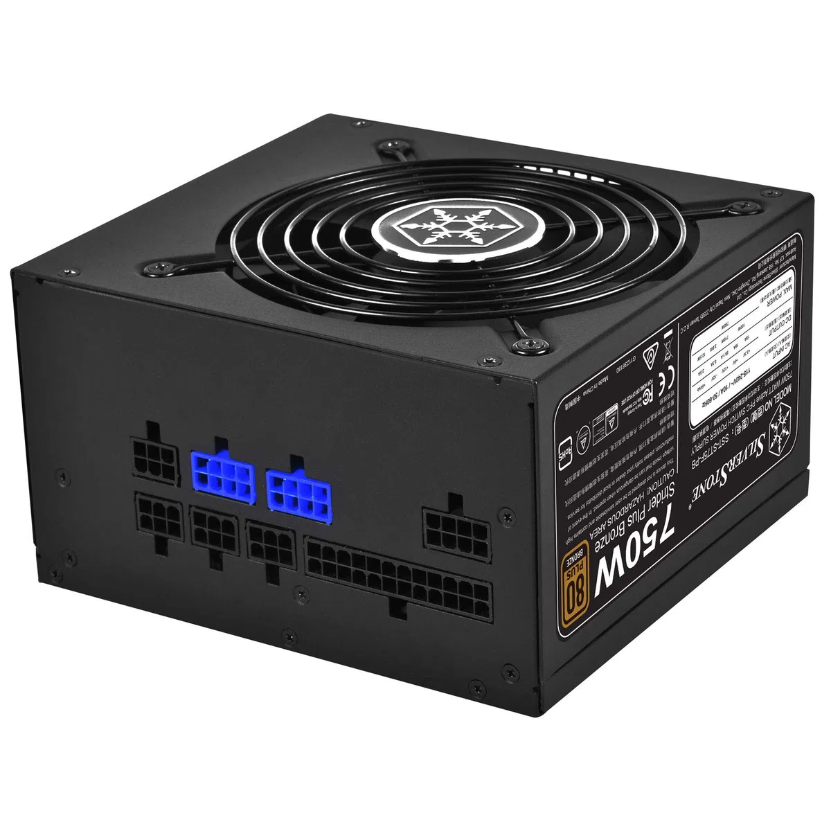 SilverStone SST-ST75F-PB - Série Strider Plus, 750W 80 Plus Bronze ATX Alimentation PC, bruit réduit, 120mm, Câblage 100% modulaire