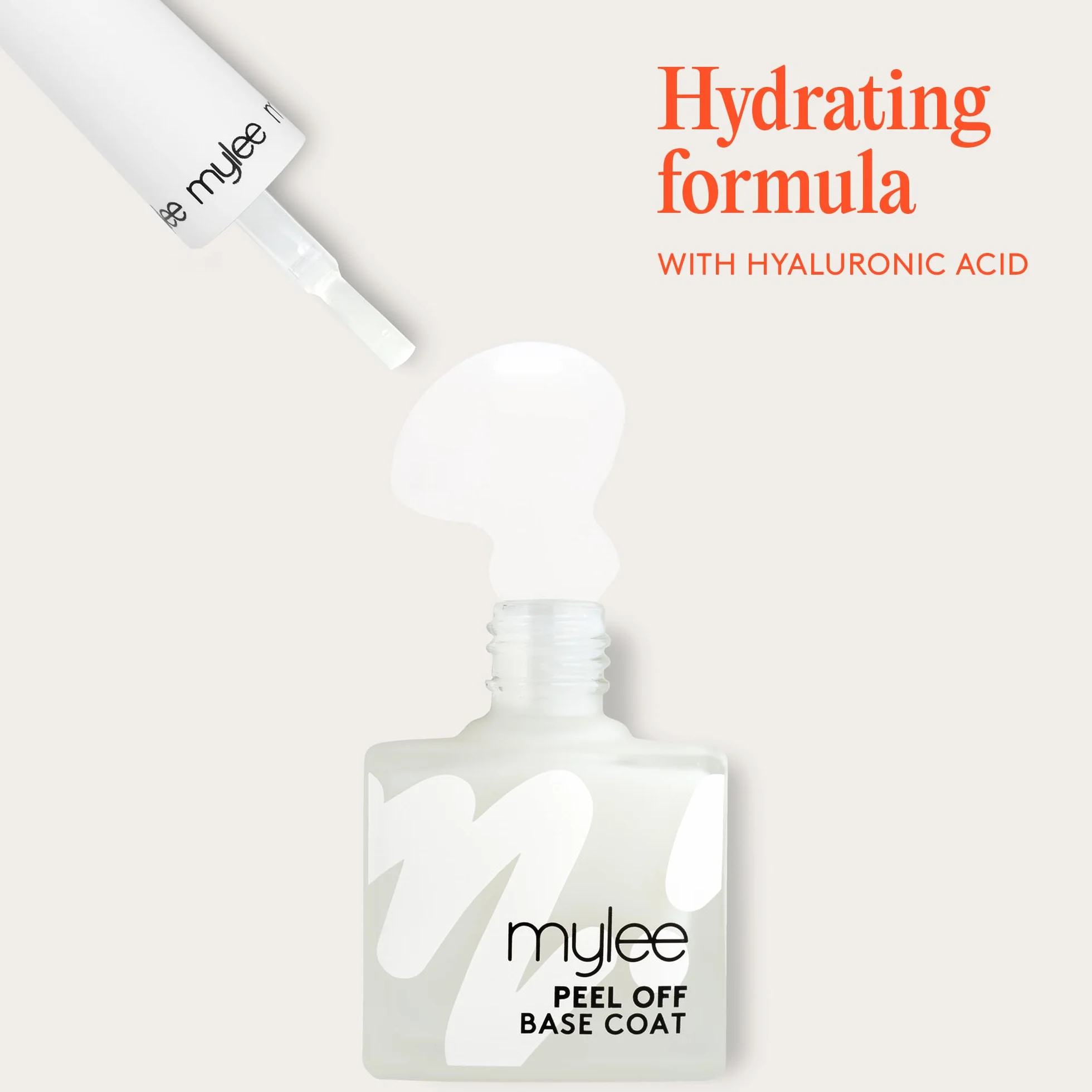 Mylee Base Coat Peel Off 10ml – Retrait Facile, Sans Acétone, Séchage Rapide, Vegan, Cruelty-Free, Idéal Paillettes Gel Nail Art, Protège Ongles Naturels, Formule Pro