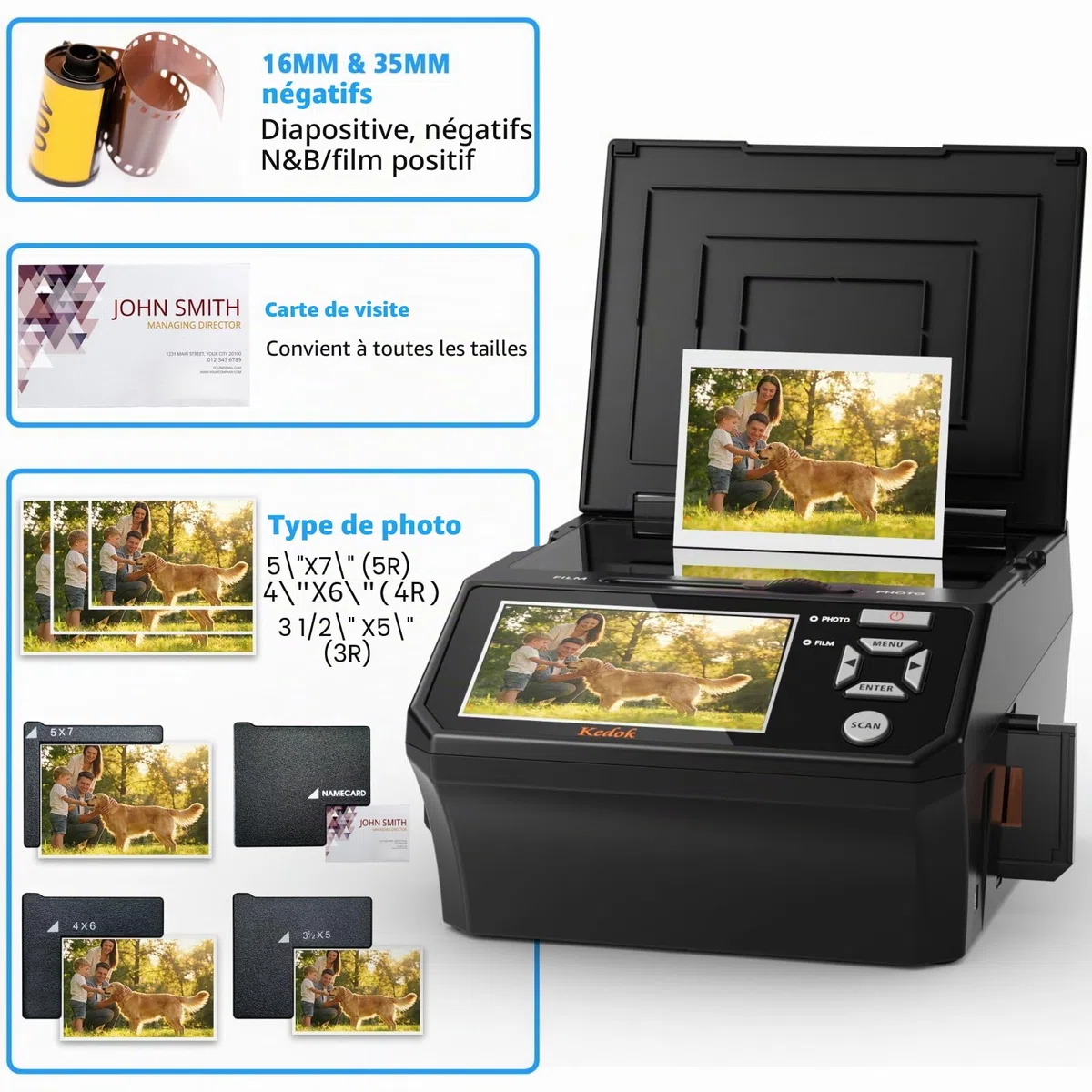 Scanner Photos, Diapositives et Films 22 MP LCD 5"