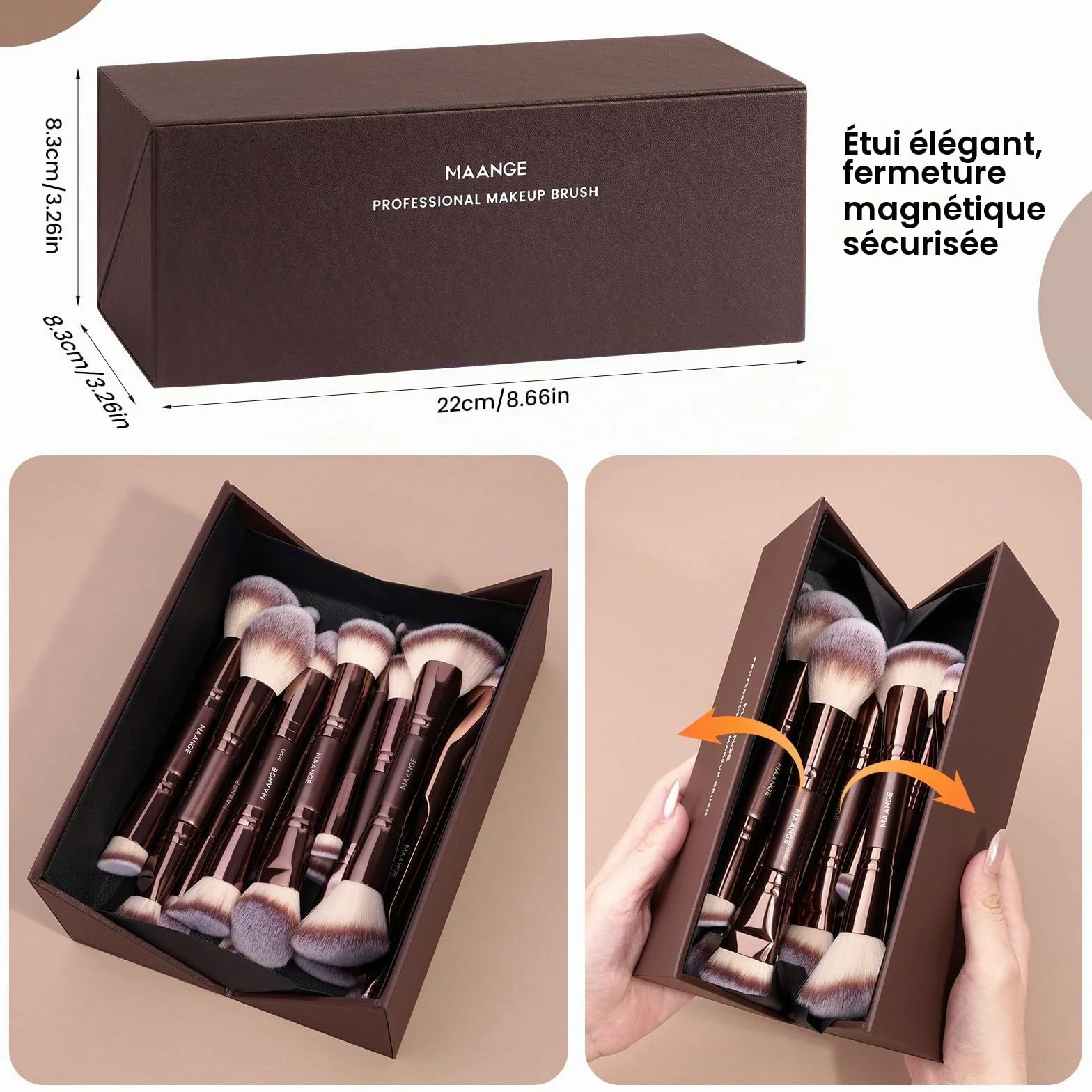 MAANGE Coffret Pinceaux Maquillage 21 Pièces Professionnel Double Face