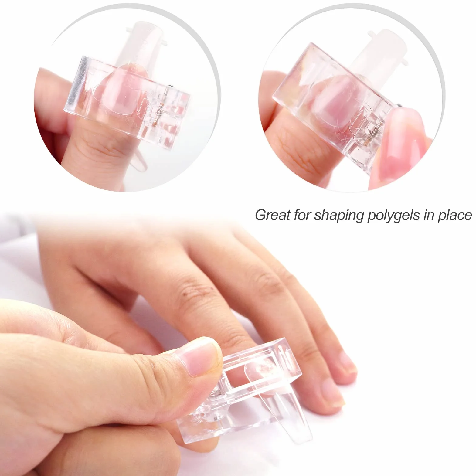 Pince à Ongles Polygel 5 Pcs Extension Transparente Outil Nail Art Gel UV Rapide
