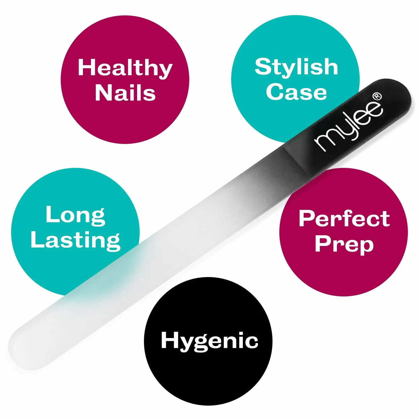 Mylee Lime à Ongles en Cristal avec Etui - Manucure Professionnelle Hygiénique, Garantie 5 Ans