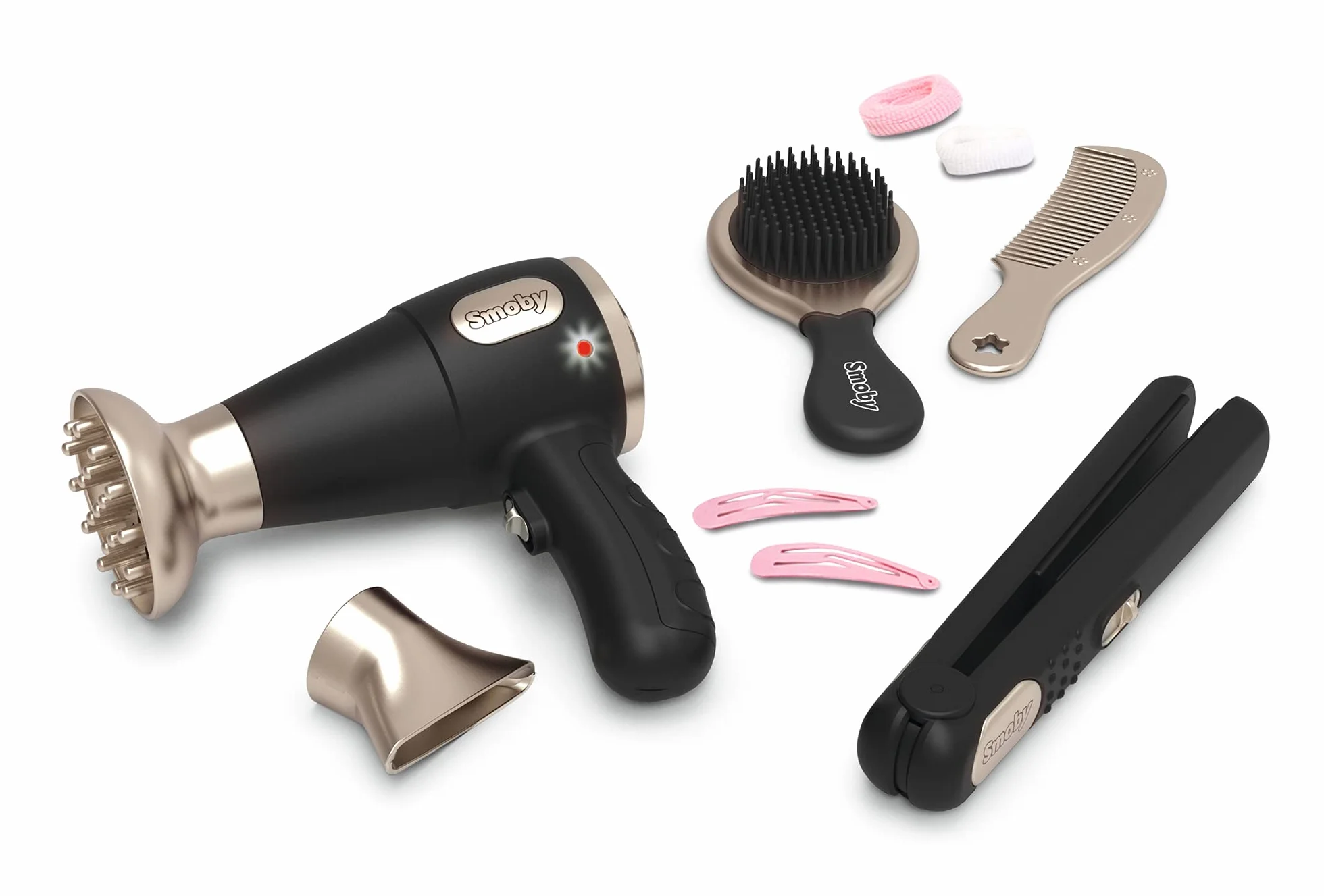 Smoby My Beauty Hair Set Set de Coiffure Enfant Lisseur et Sèche-Cheveux Factices Fonctions Électroniques