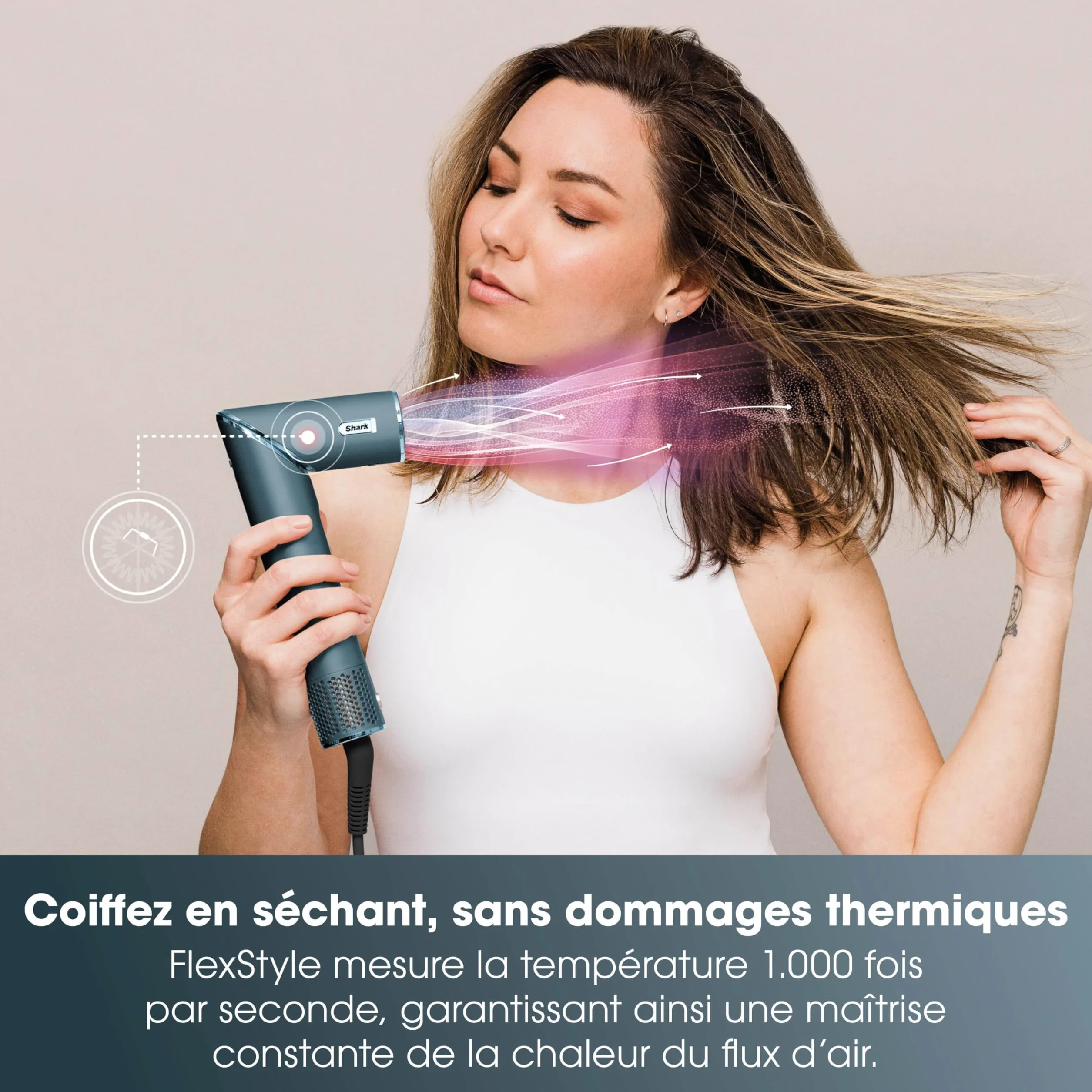 Shark FlexStyle HD456TLEU Bleu sarcelle Boucleurs à Air Anti-Frisottis Brosse Ovale Concentrateur