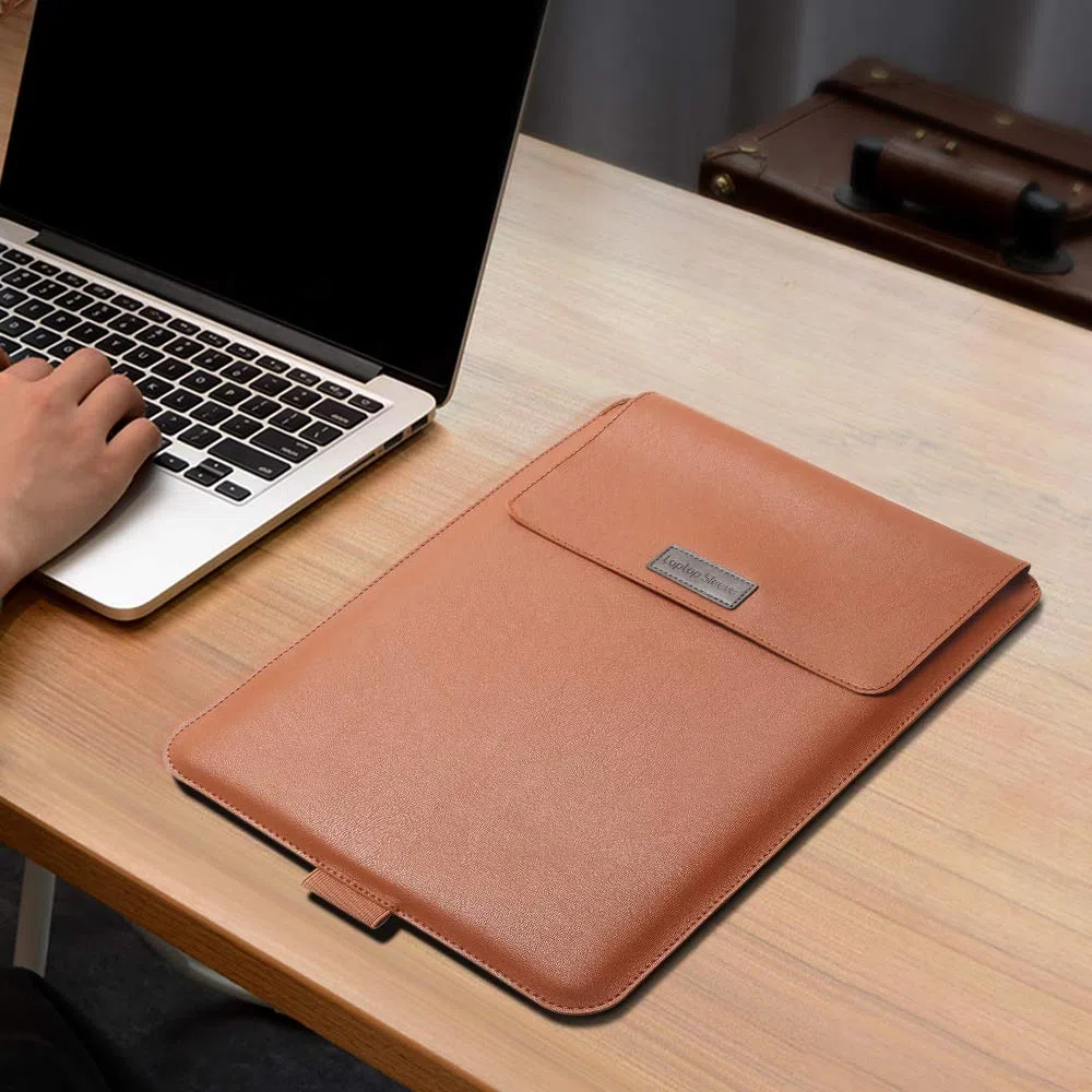 Ordinateur portable 13-14" avec support compatible avec Microsoft Surface Laptop 5/4/3/2 13,5", MacBook Air/Pro 13,3", étui en cuir PU pour ordinateurs portables 15-16" - Noir