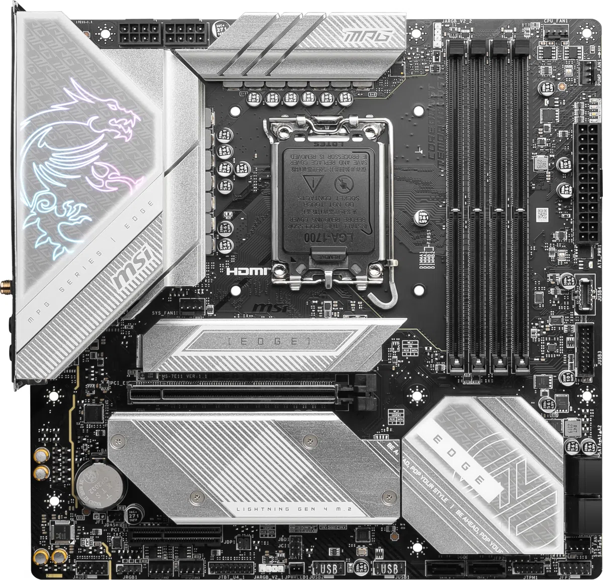 MSI MPG B760M Edge TI Carte mère de jeu WiFi (prend en charge les processeurs Intel 14e/13e/12e génération, LGA 1700, DDR5, PCIe 5.0, emplacements M.2, LAN 2,5 Gbit/s, USB 3.2 Gen2, HDMI/DP, Wi-Fi 6E,