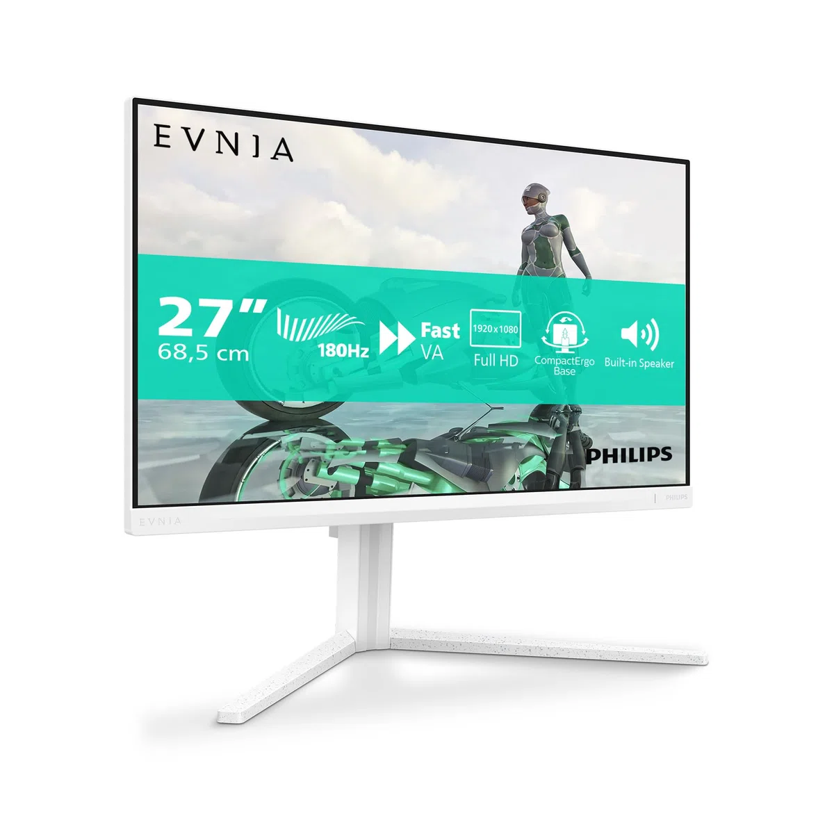 PHILIPS Evnia 27M2N3201A - Moniteur de Jeu Full HD 27 Pouces, 180 Hz, 0,5 ms, FreeSync Prem., G-Sync Comp., HDR10 (1920x1080, 2X HDMI, DisplayPort) Blanc