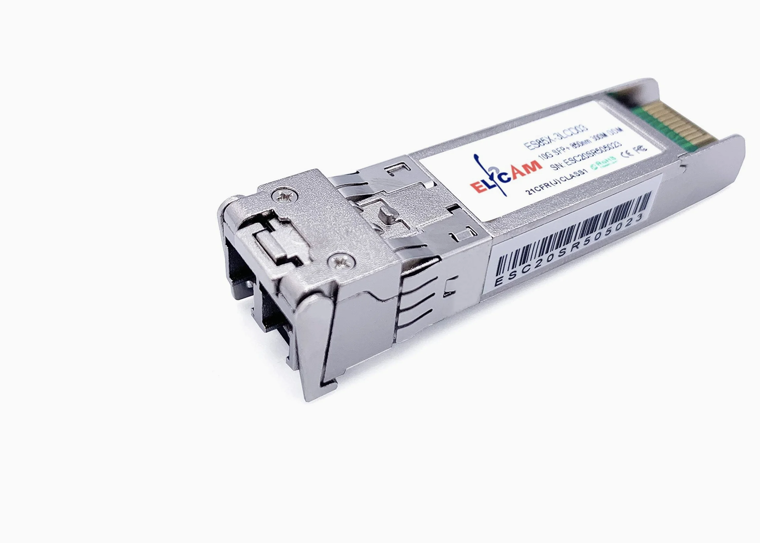 Elfcam® - 10Gb SFP+ Module de Transceiver à Fibre Optique, Connecteur LC/UPC DM 10GBase-SR SFP+, 850nm DDM 300M, Compatible avec 10G Carte Ethernet Intel X710 & X520