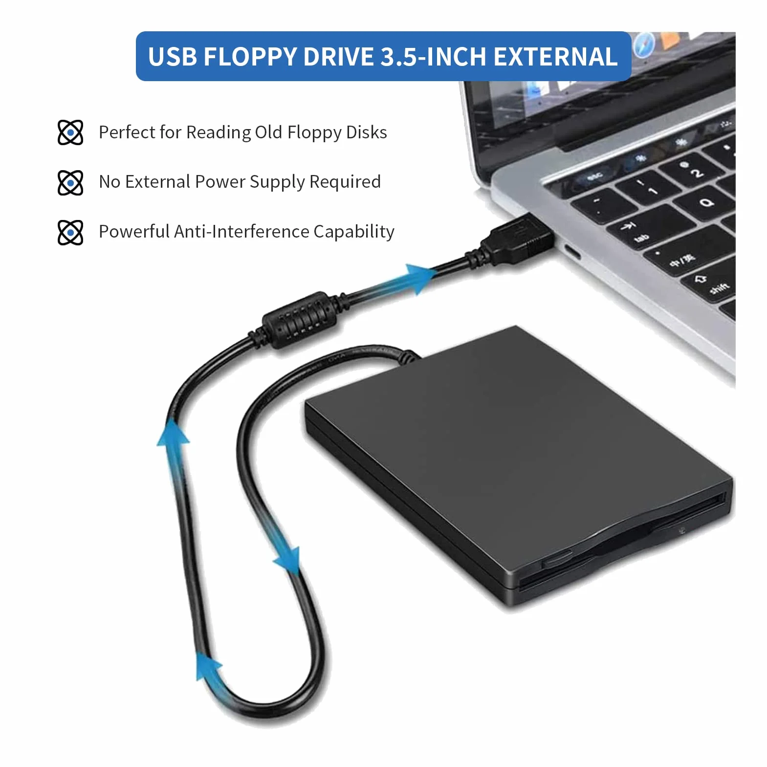 Lecteur Disquette 3.5 Externe USB Portable pour PC Windows 10/7/8/XP