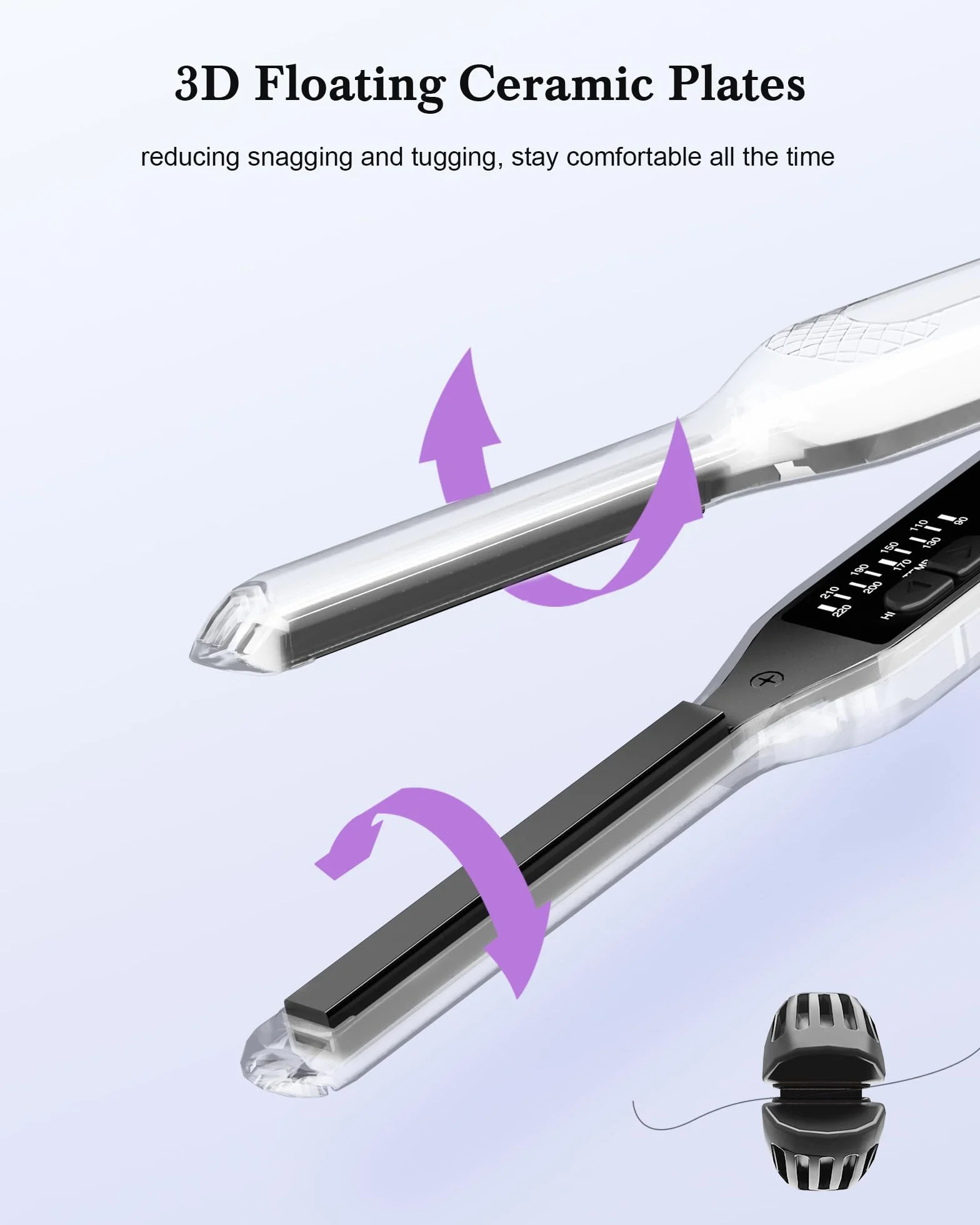 Mini Lisseur Cheveux Courts 2 en 1, Fer à Lisser et Boucler 3/10 Pouce, 9 Températures 90-220°C, Chauffage Rapide 15s, Double Voltage Voyage