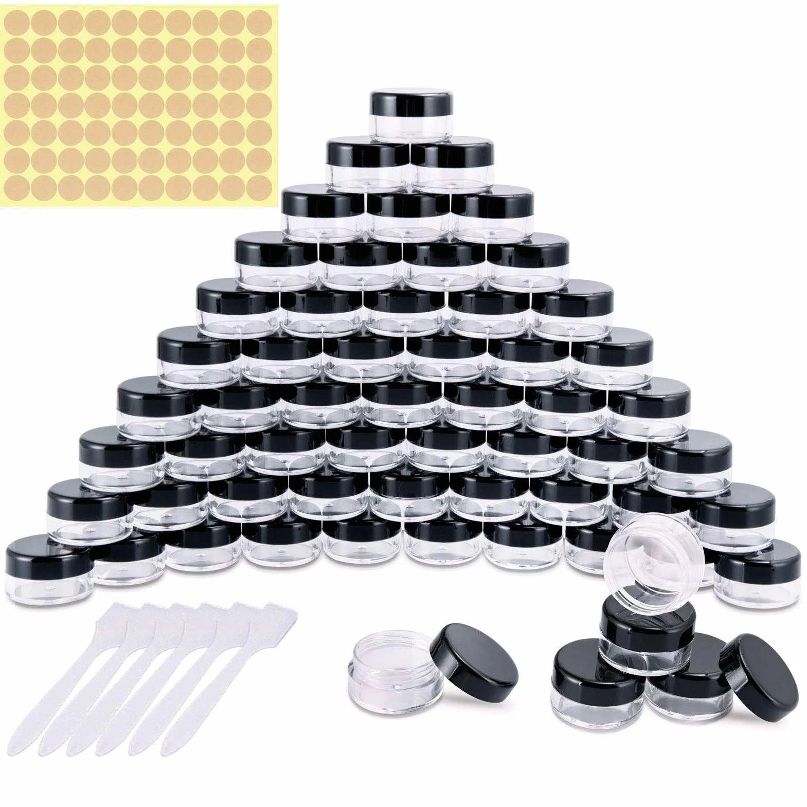 MELLIEX 60 Pièces Pots Cosmétiques Vide en Plastique Clair pour Lotion Crème Échantillon 5ml