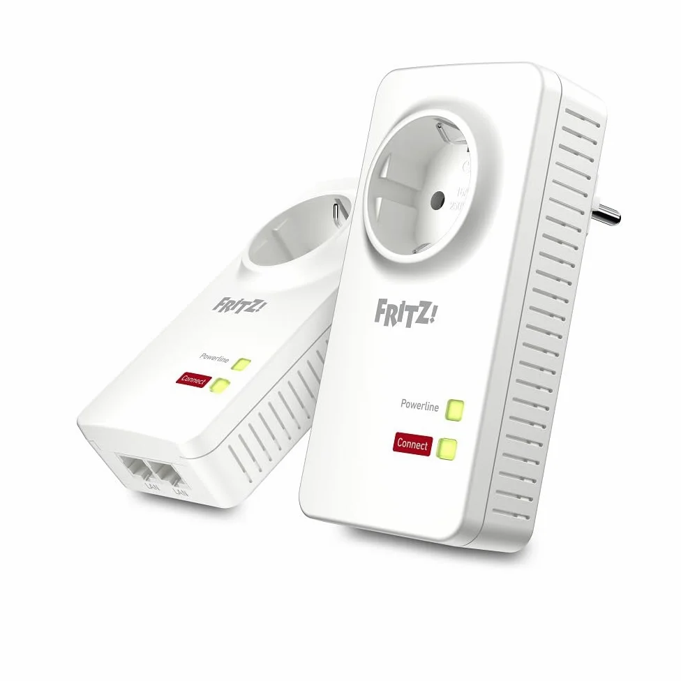 FRITZ!Powerline 1220 Set | 1200 Mbit/s | 2 LAN Gigabit par adaptateur | Idéal pour les applications NAS et le streaming HD | Version INT | 2x LAN Gigabit par adaptateur, idéal pour NAS et Smart TV, configuration simple, sécurité maximale, Made in Europe