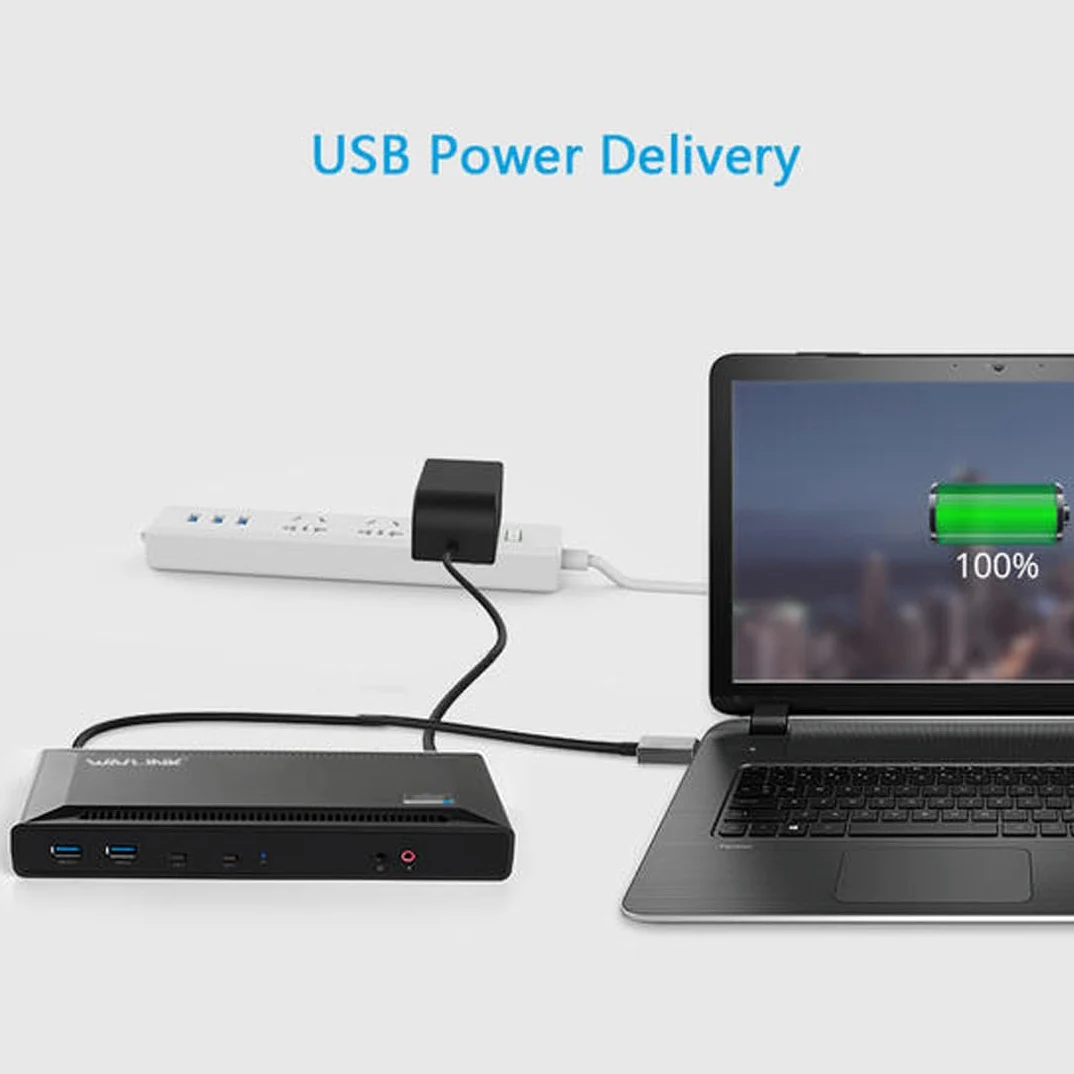 WAVLINK Station d'accueil USB-C Double Écran 4K, Charge 100W, 2 HDMI/DisplayPort, Compatible Mac, Windows, Thunderbolt 3/4, 6 USB, Ethernet, Audio, Compatible avec Le Nouveau MacBook Neo