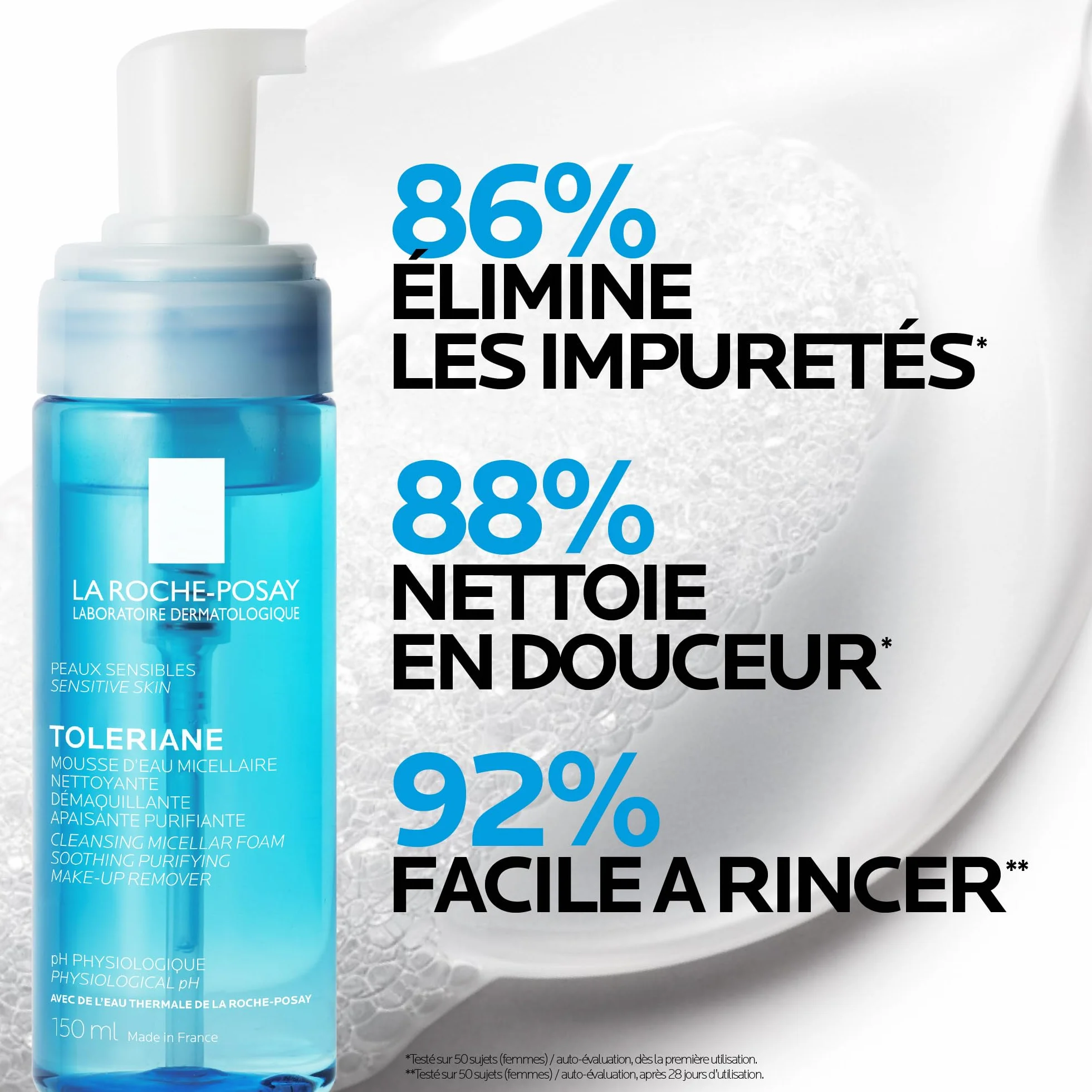 La Roche-Posay Toleriane Mousse d'Eau Micellaire Nettoyante et Démaquillante 150 ml