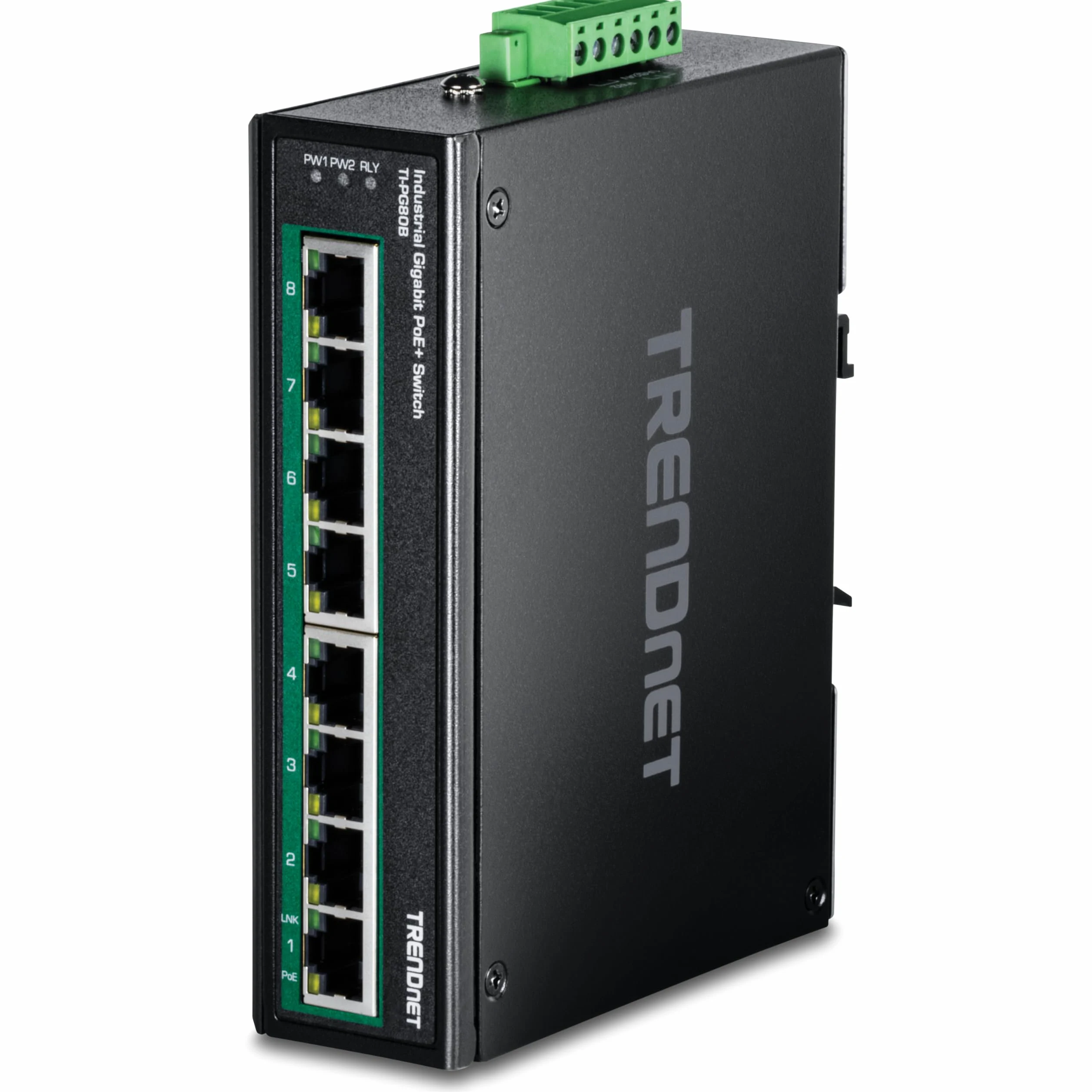8-PORT INDUSTRIAL GIGABIT POE+ DIN-RAIL SWITCH (24-56V)