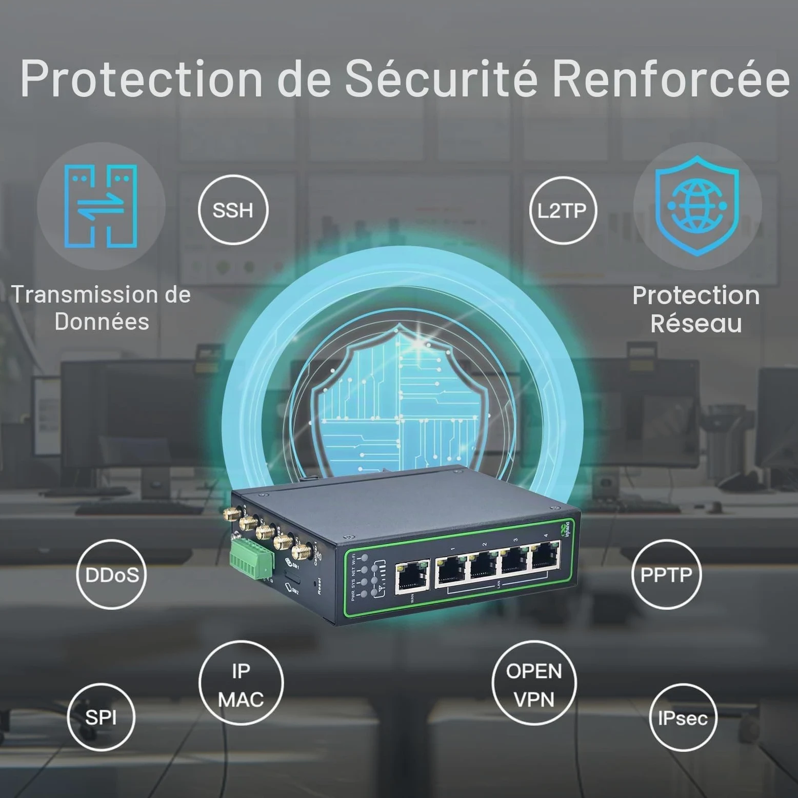 InHand Networks IR315 Routeur 4G LTE Industriel, Wi-FI, 5 Ports Ethernet, Double SIM, RS232/RS485 & GNSS, Passerelle Modbus, VPN, Rail DIN, Solution Professionnelle pour Automation et Télémétrie