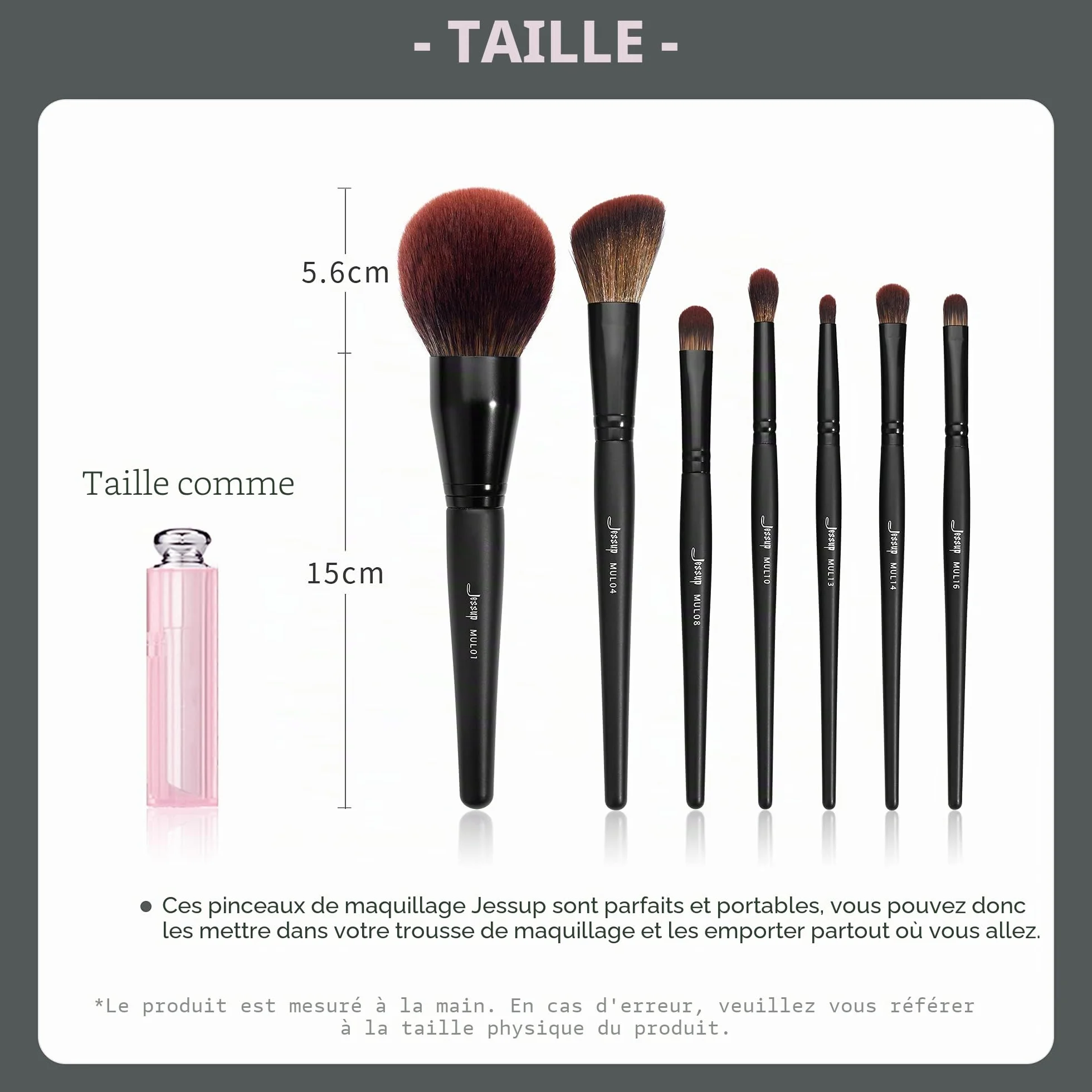 Jessup Pinceaux maquillage Set T271 Noir Fond de teint poudre Ombre à paupières Eyeliner