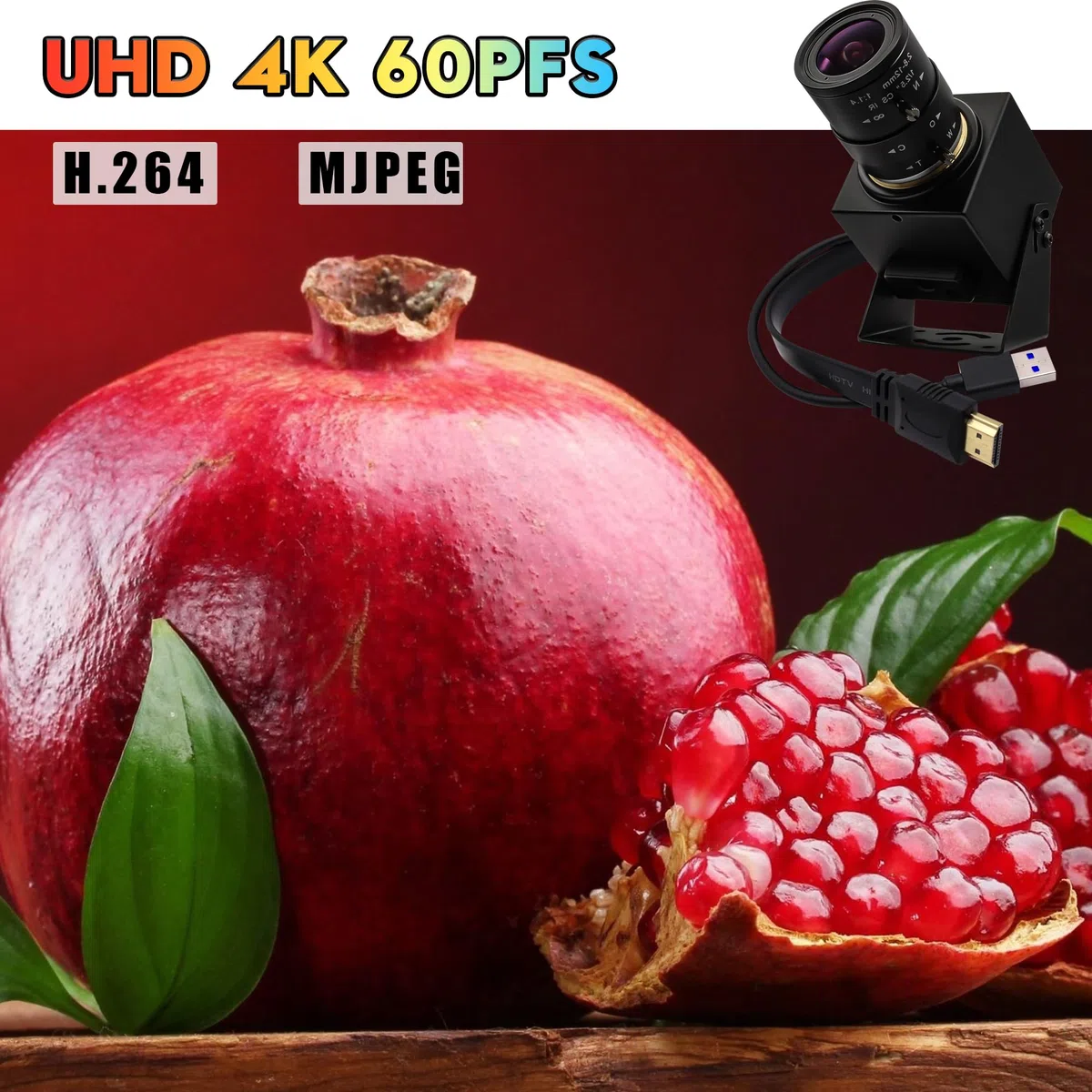 Svpro Caméra zoom USB HDMI 4K 60fps USB3.0 Mise au point manuelle avec objectif zoom optique 2,8-12 mm, caméra industrielle HD 8 MP H.264 60 fps pour ordinateur, moniteur, TV, projecteur