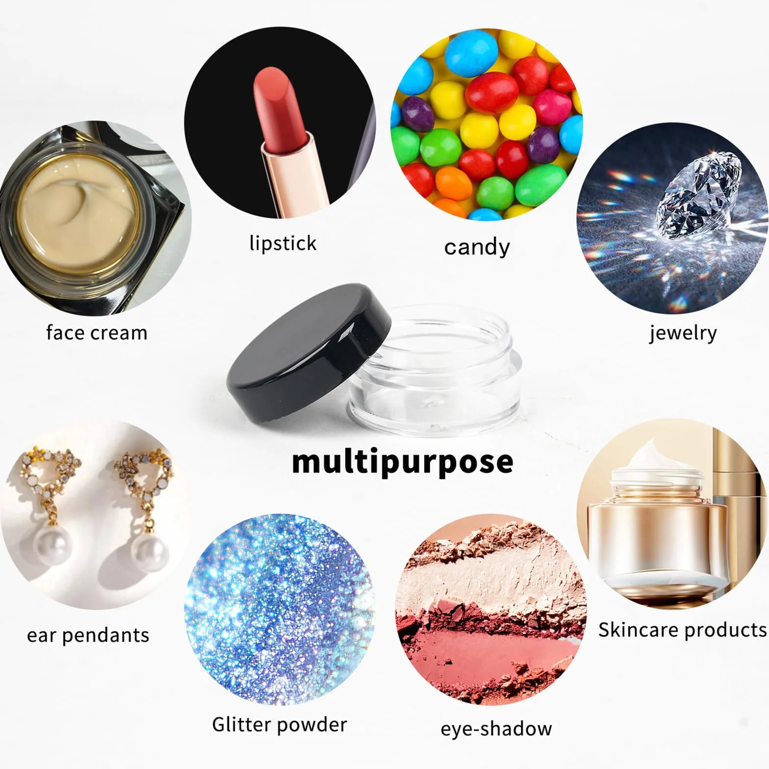 70 Pièces pot cosmétique vide 5ml Noir petit récipient cosmétique