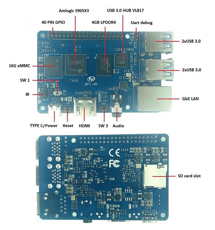 Banana Pi BPI-M5 Next Gen Quad-Core Ordinateur à carte unique