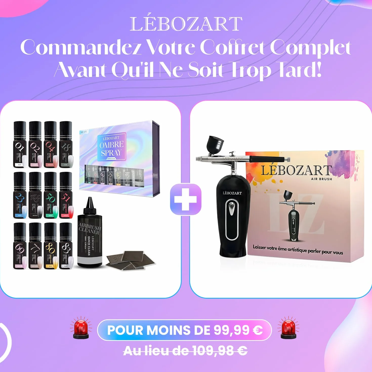Kit 12 Vernis Semi-Permanent Gel UV Airbrush Ongle – Nail Art – Séchage Rapide Lampe UV/LED – Haute Pigmentation – Manucure Ongles – Nettoyant aérographe – Pochoir