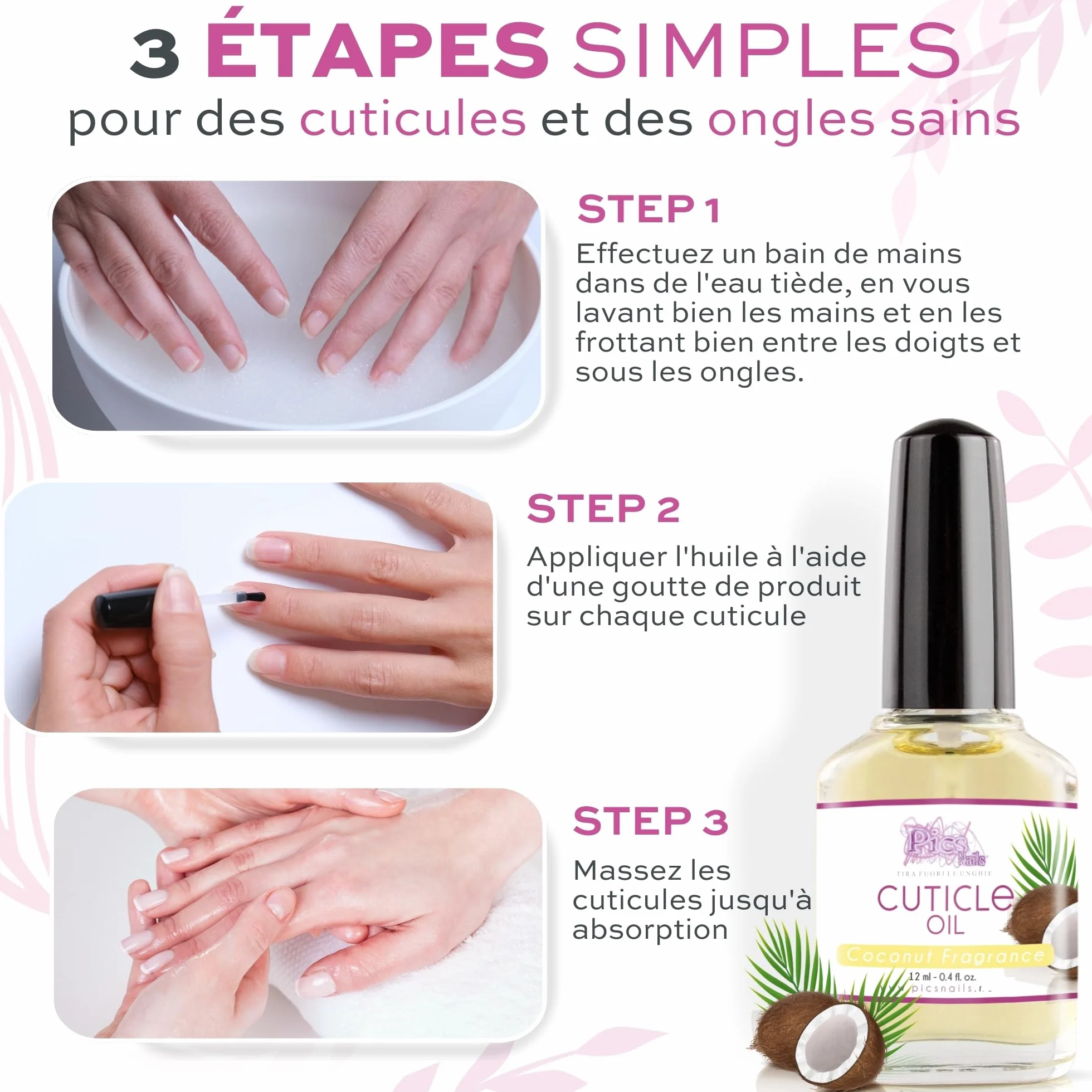 Huile Cuticules Mains Pieds 12ml Professionnelle Coco Hydratante Régénérante