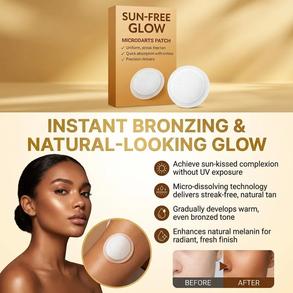 Pure-vlab Sun-Free Glow Patchs autobronzants à micro-aiguilles, Teint naturel, Bronzage (2box)