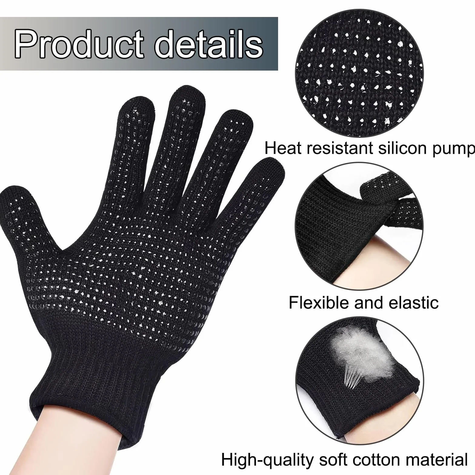 Gants Anti Chaleur Résistants à la Chaleur Professionnels pour Coiffer les Cheveux, Fer à Friser et Lisseur
