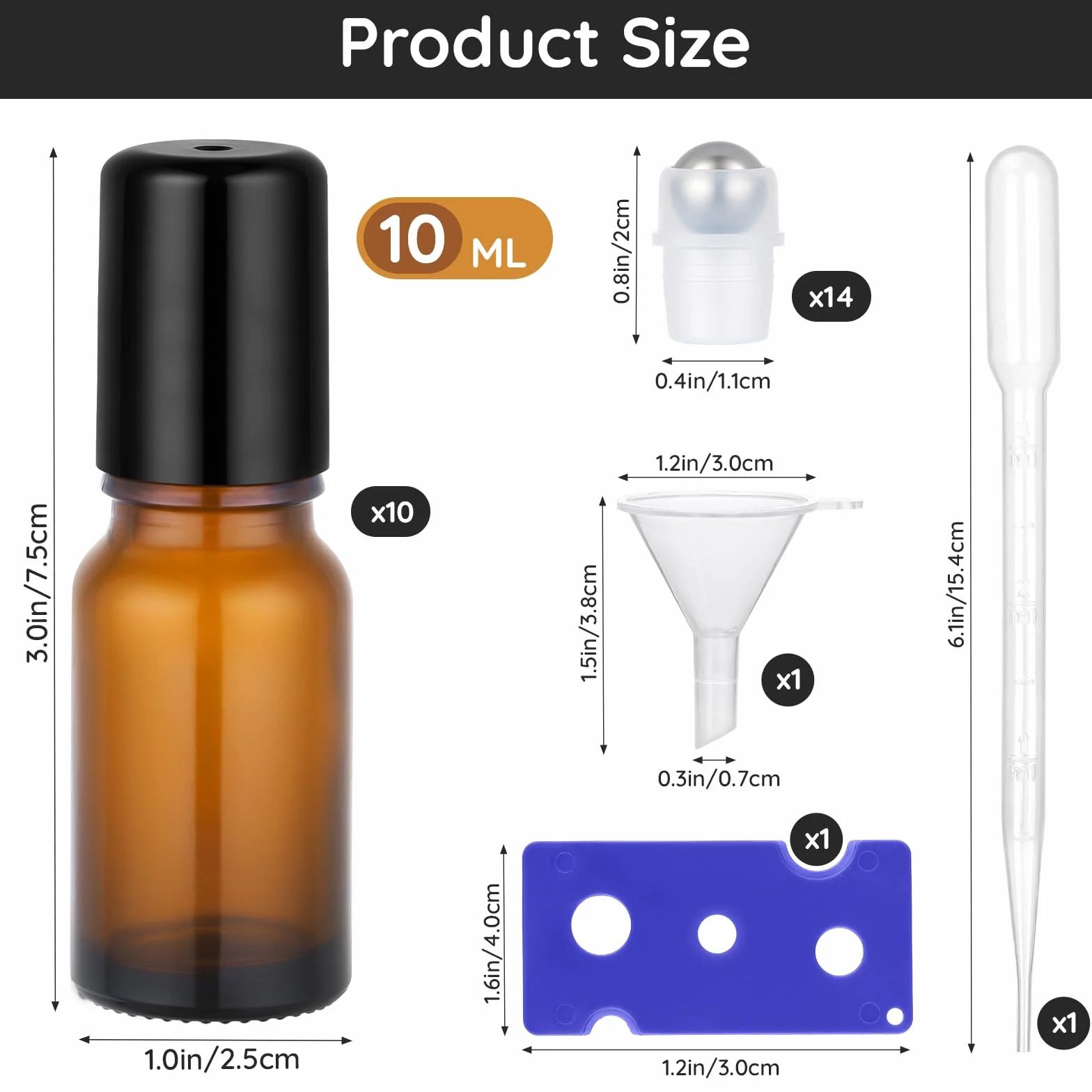 Segbeauty Flacon Roll on Vide en Verre 10ml Bouteille à Rouleaux Huile Essentielle Anti-UV Billes Acier Inoxydable pour Voyage Marron