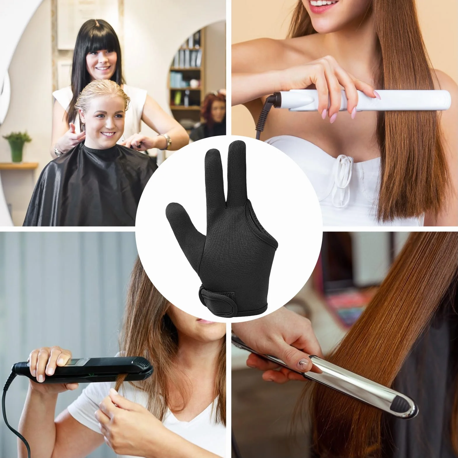 Gants résistants à la chaleur professionnels pour coiffure, protection élastique avec prise en main