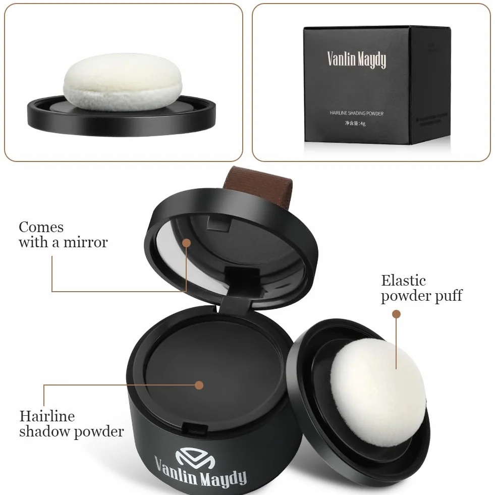 Poudre de Racine de Cheveux, Hair Root Concealer, Couvre-Racines Noirs pour Cheveux